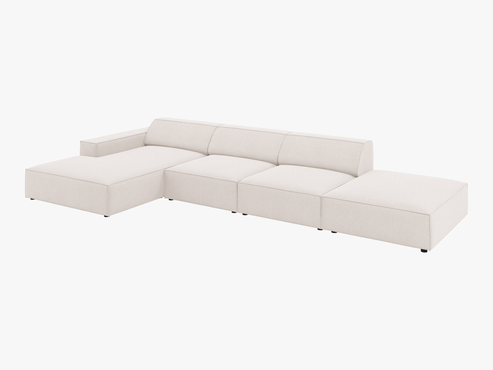 Micadoni Ecksofa Jodie 5-Sitzer Links Strukturierter Stoff Megan Helles Beige
