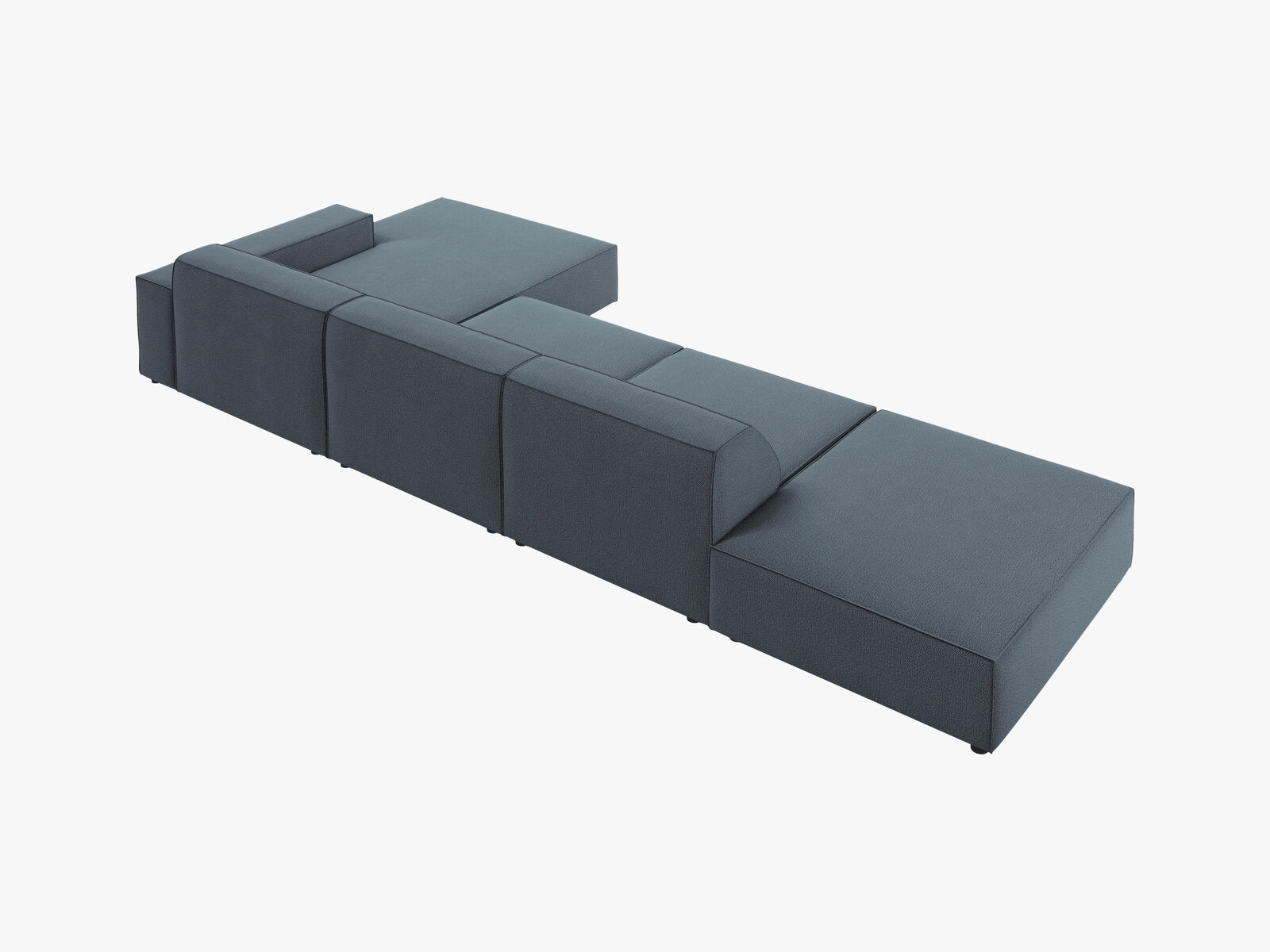 Micadoni Ecksofa Jodie 5-Sitzer Rechts Strukturierter Stoff Megan Blau
