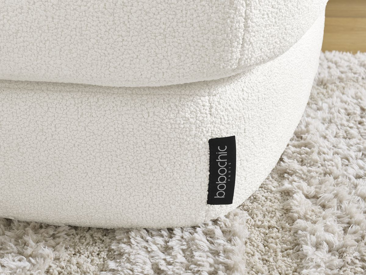 Bobochic Leonore Pouf Bouclé-Stoff Weiß