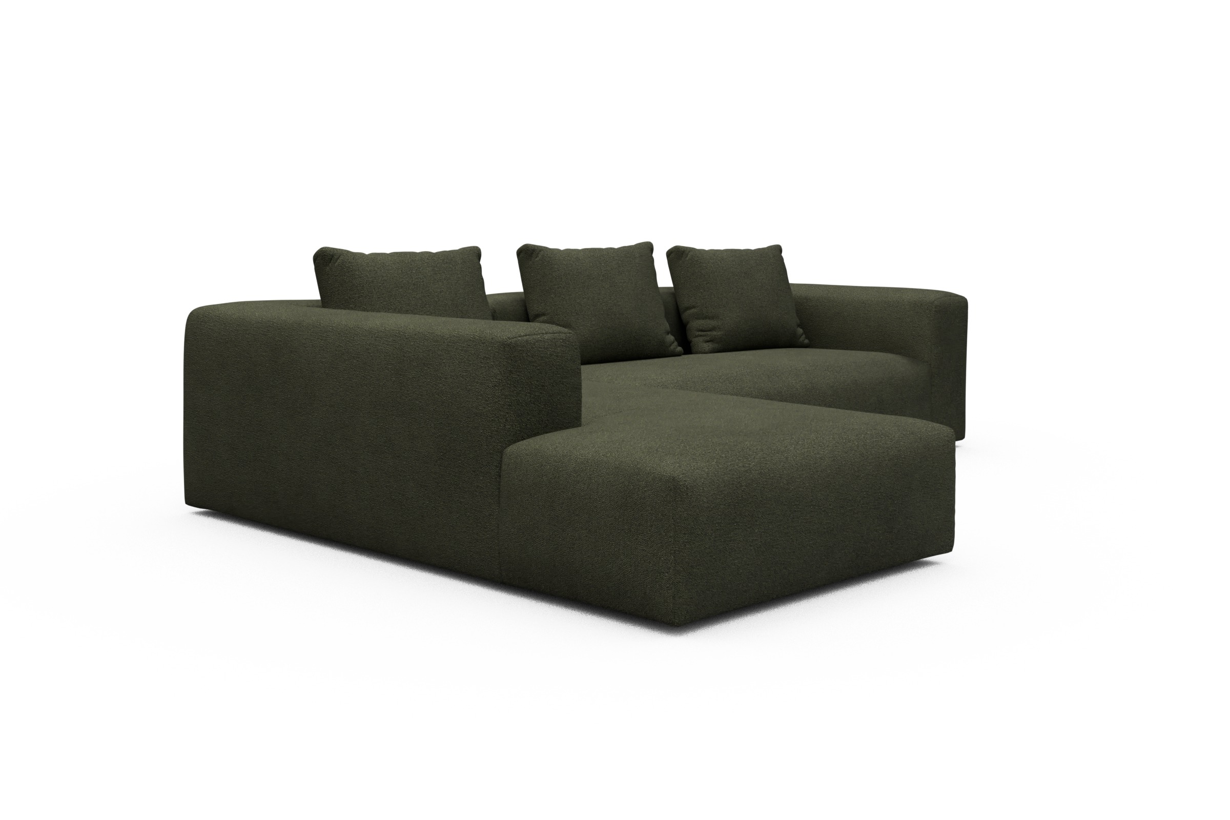 Ecksofa Fred Relax-Ecke links mit 2,5-Sitzer Boucle-Forest-Green