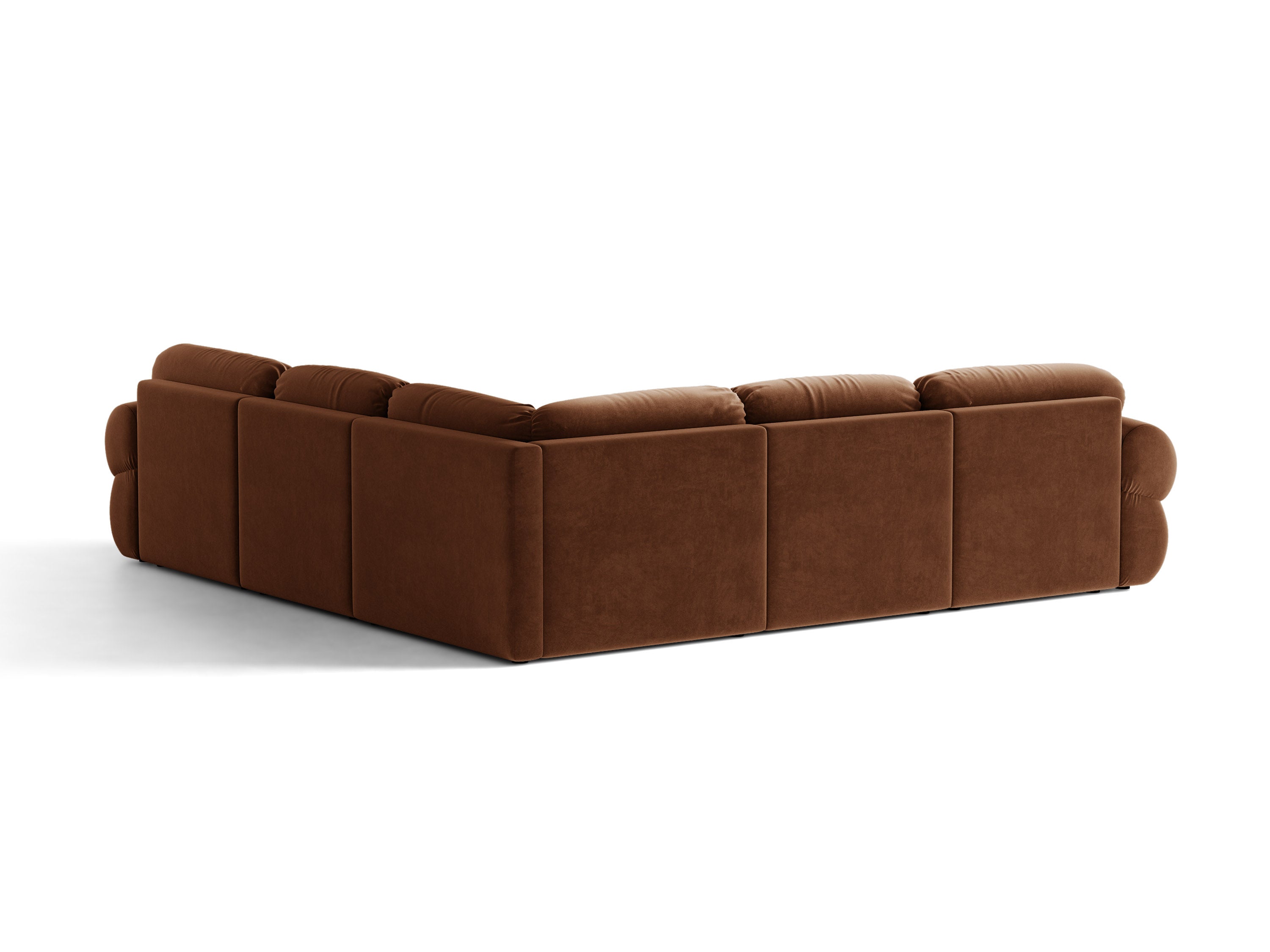 Micadoni Ophelia Symmetrisches Ecksofa aus Samt Samt Salvador Braun