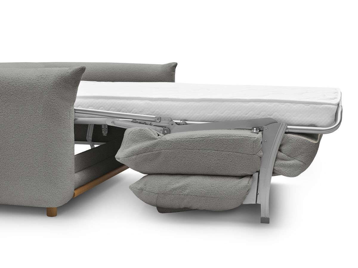 Bobochic Ernest Schlafsofa 3-Sitzer, Liegefläche 190 × 140 / 160 cm Bouclé-Stoff Dunkelgrau, Liegefläche 140 × 190 cm