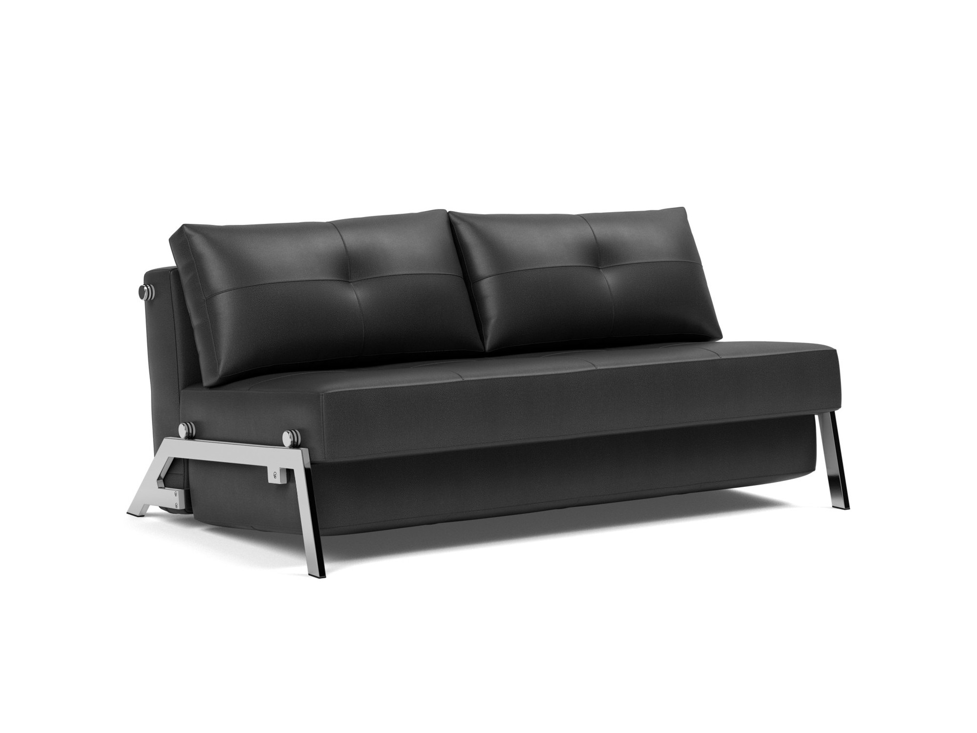 Schlafsofa Cubed 160 Lederoptik Faunal 550-Black Beine Chrom
