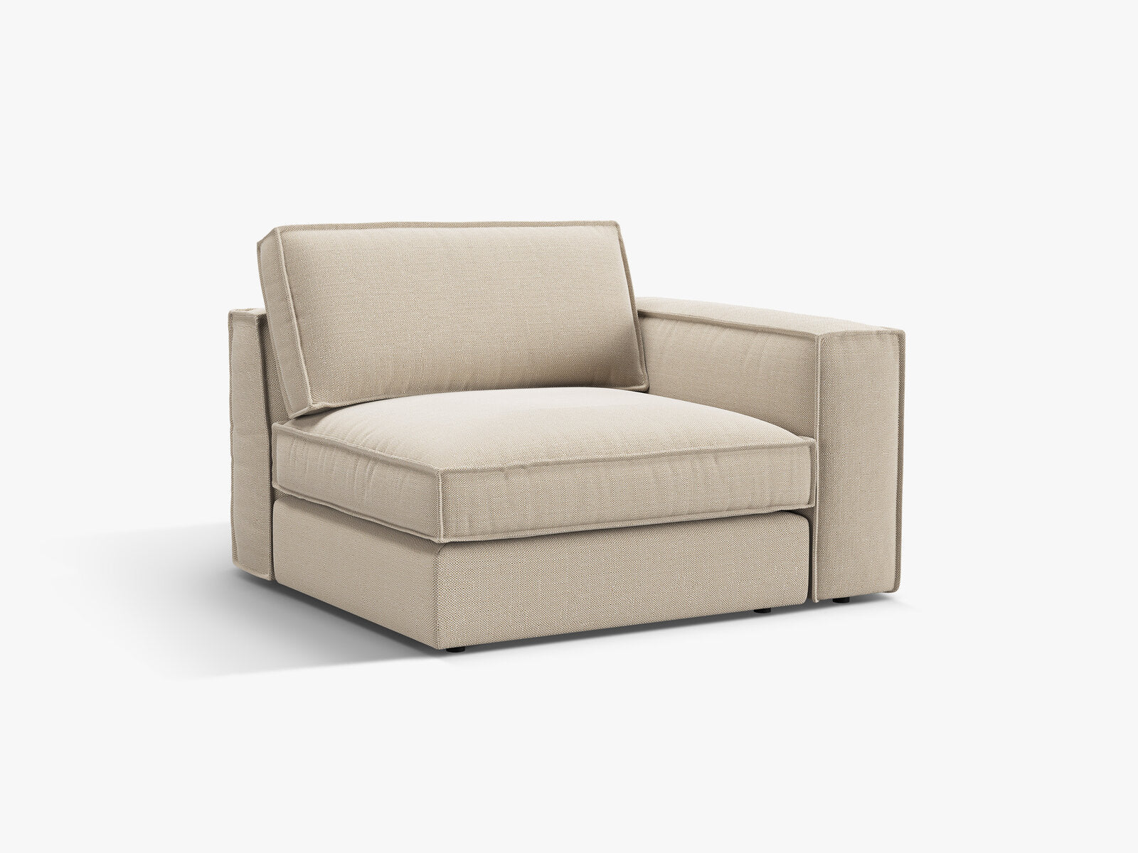 Micadoni Eckmodul mit Armlehne Pola große Version Rechts Strukturierter Stoff Babel Beige