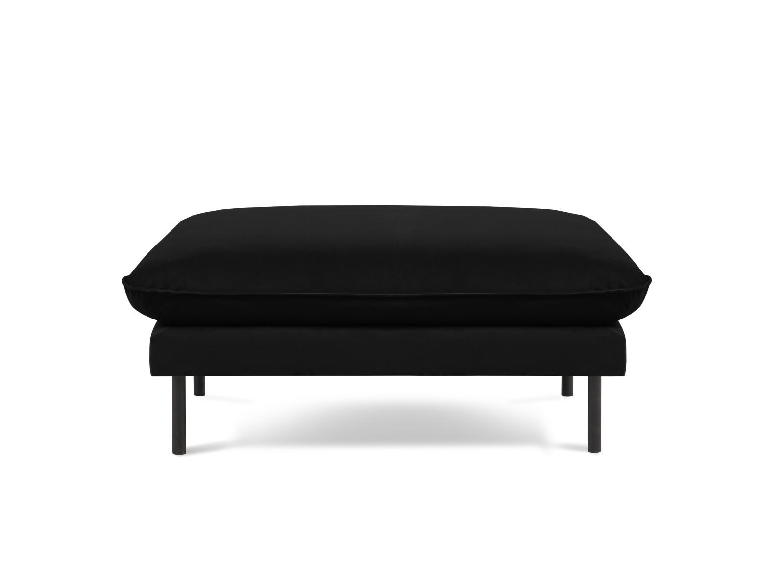 Cosmopolitan Design Pouf Vienna Samt Bluvel Schwarz Beine Schwarzes Metall