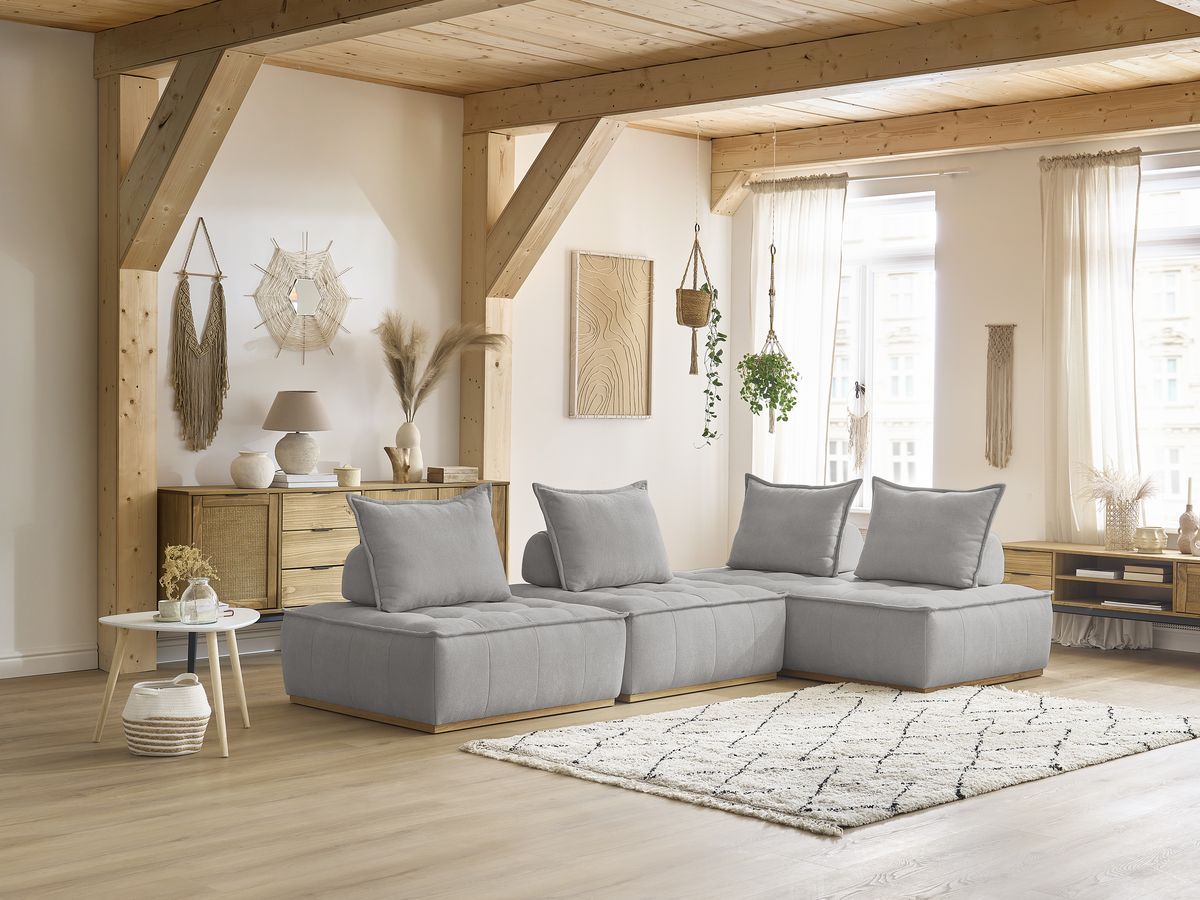 Bobochic Elisa Ecksofa Strukturstoff Hellgrau