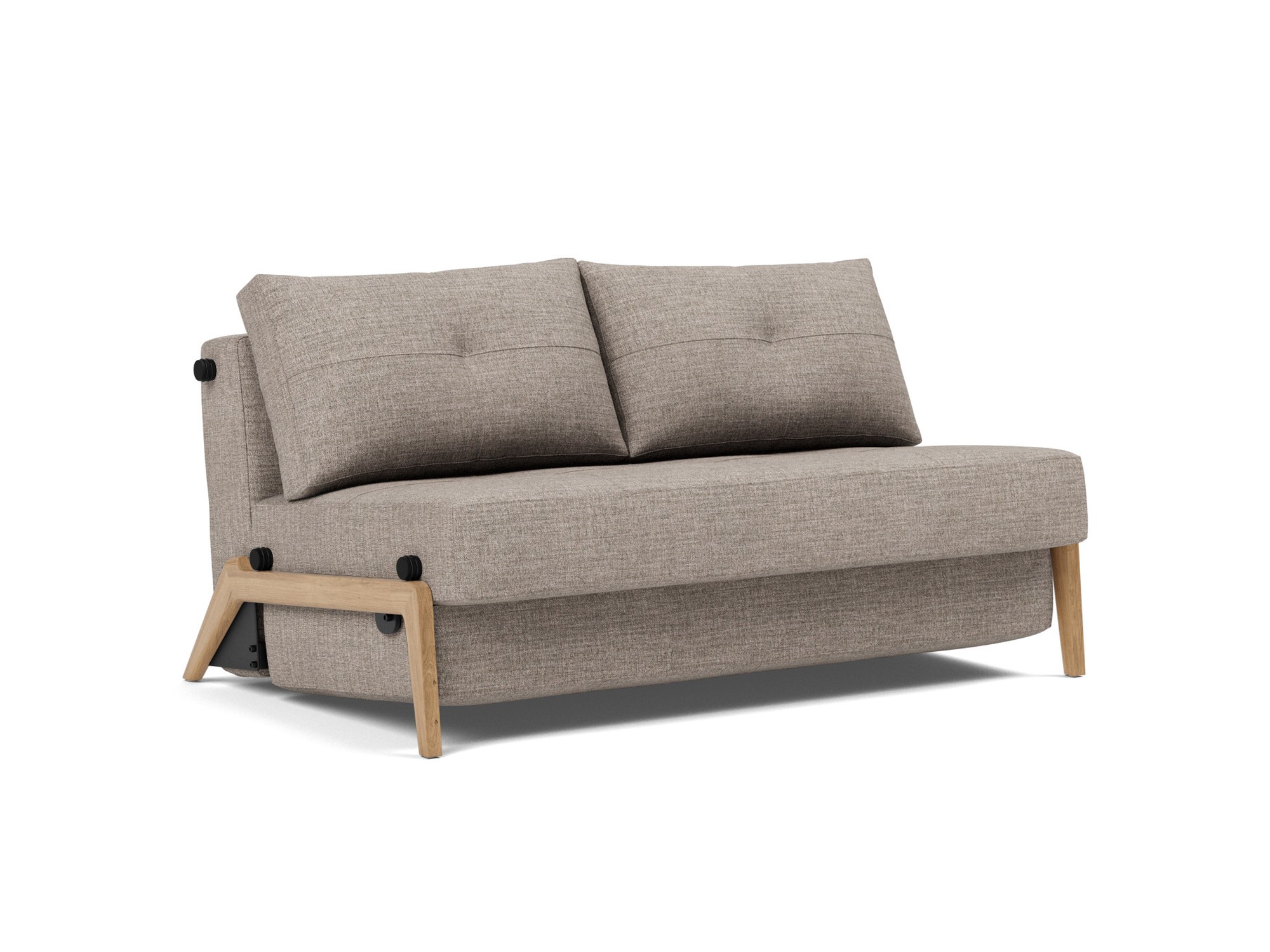 Schlafsofa Cubed 140 Chenille Yuveno 472-Warm-Grey Beine Eiche