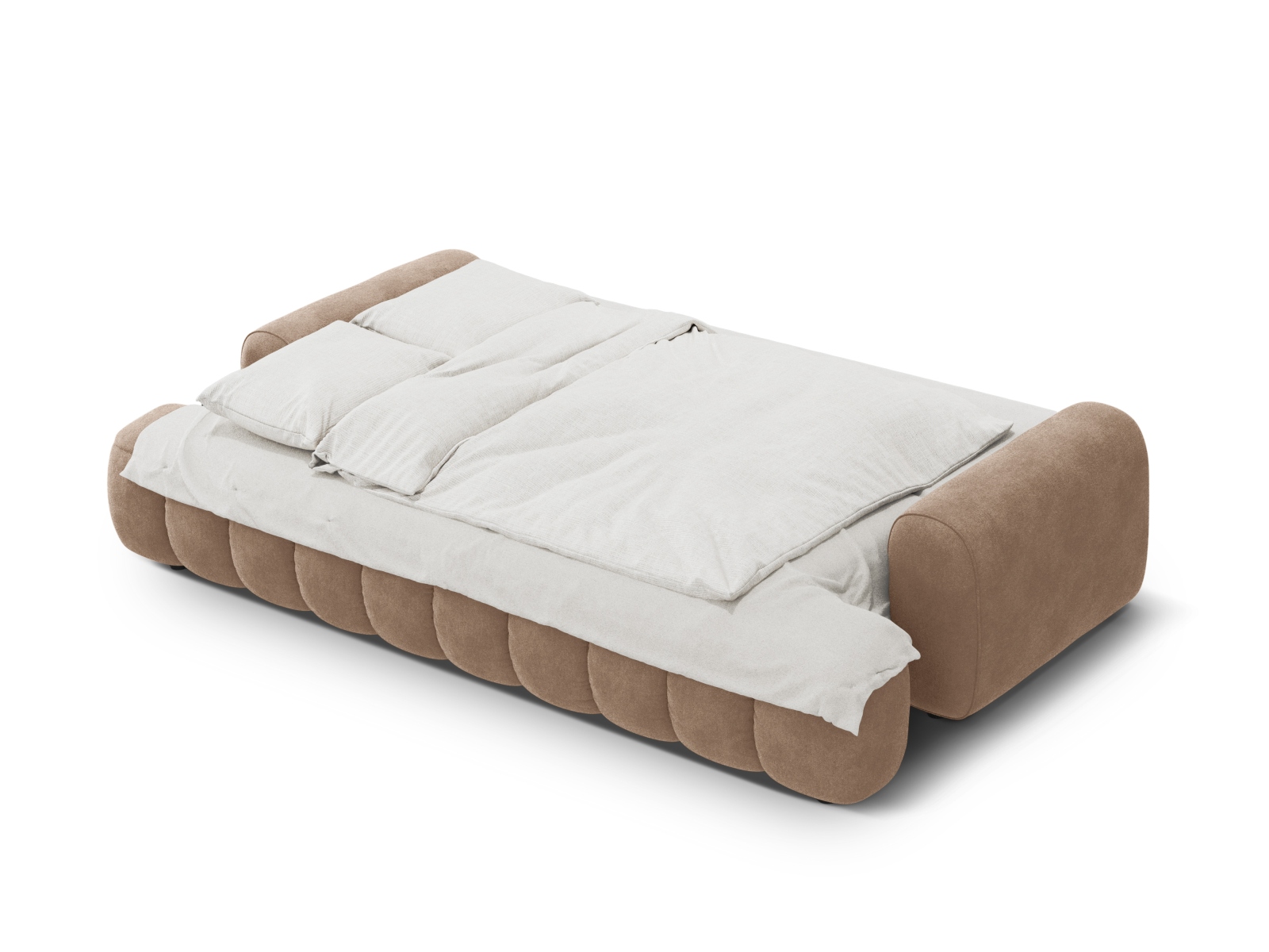 Cosmopolitan Design Schlafsofa Linz 4-Sitzer mit Bettkasten Samt Vogue Dunkelbeige