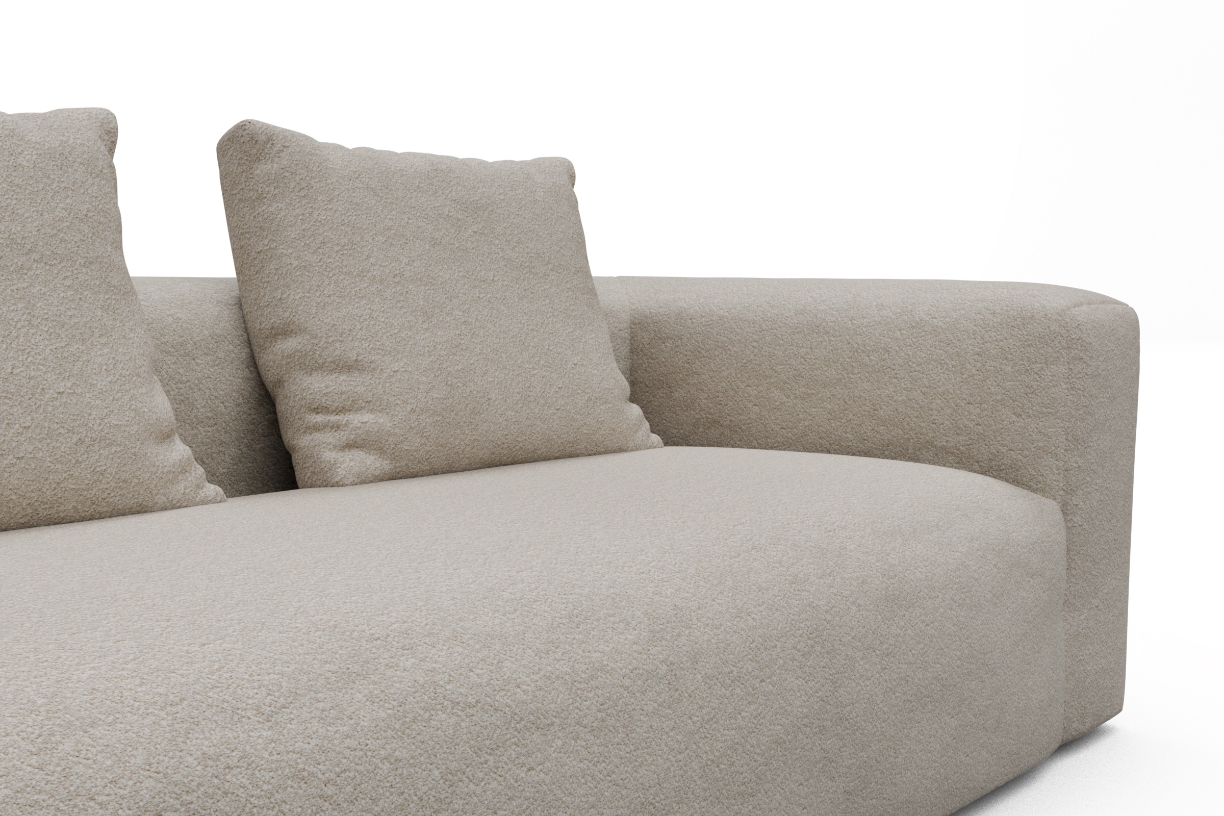 Wohnlandschaft Fred Chaiselongue links mit 2-Sitzer und lange Armlehne rechts Aivi-Lace-Beige