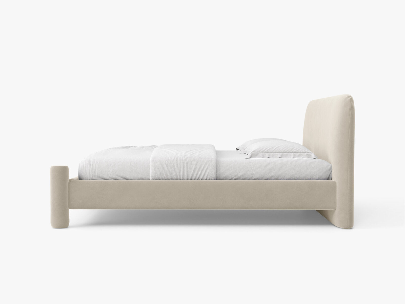 Micadoni Vera Bett mit Kopfteil Samt Casino Helles Beige 140x200