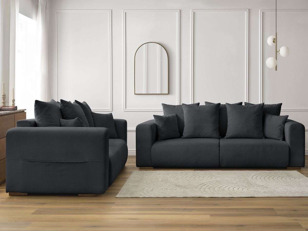 Bobochic Sidonie Sofa 5-Sitzer Cordsamt Schwarz