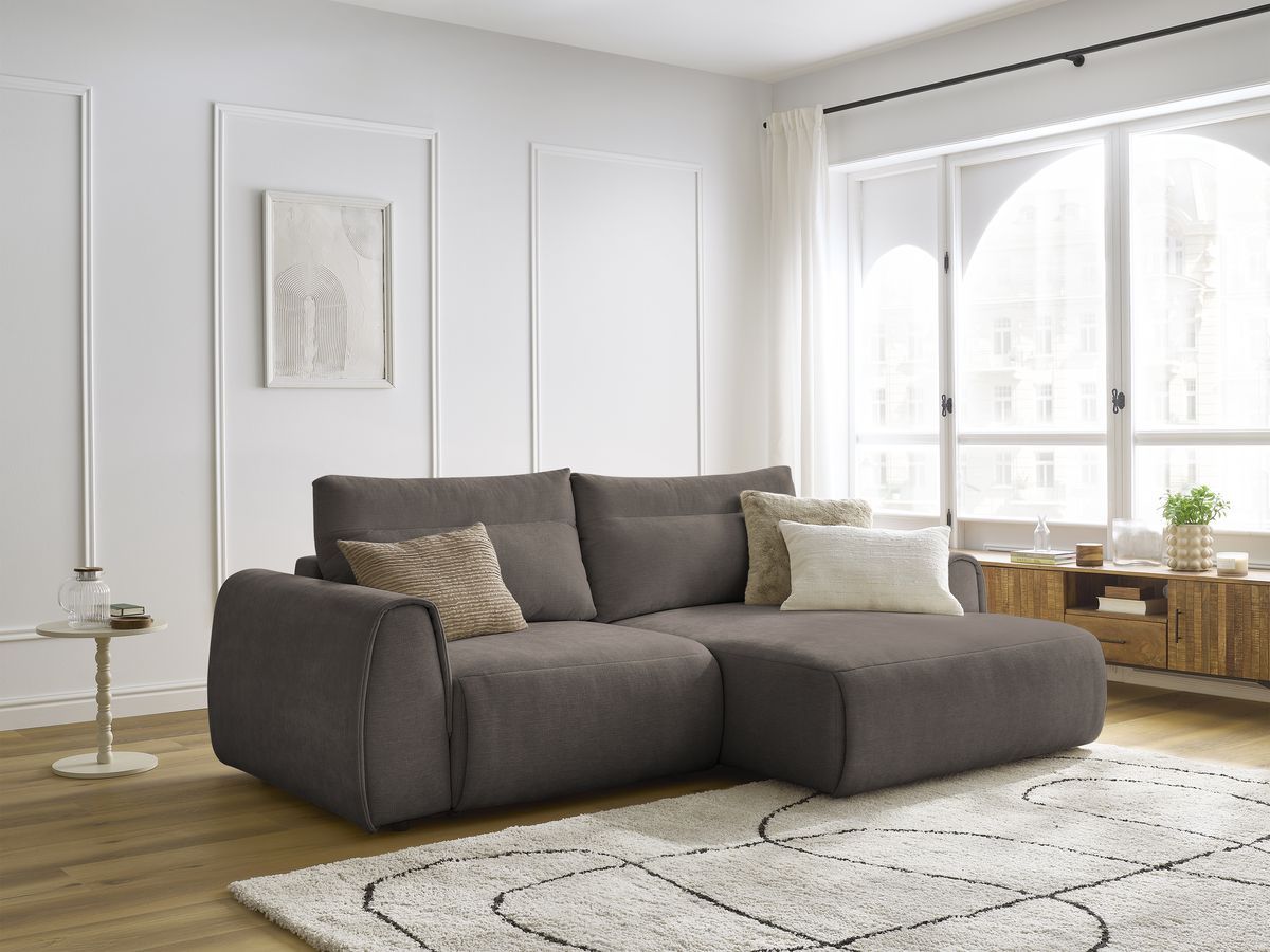 Bobochic Aden Ecksofa 246 × 152 cm Stoff Taupe Ecke rechts
