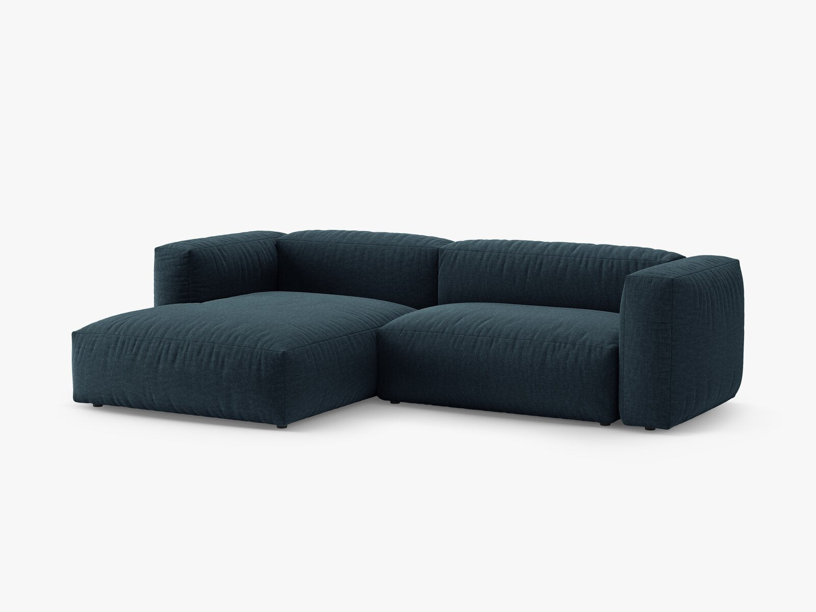 Micadoni Martina Ecksofa 4-Sitzer mit Schlaffunktion Links Strukturierter Stoff Boston Jeansblau