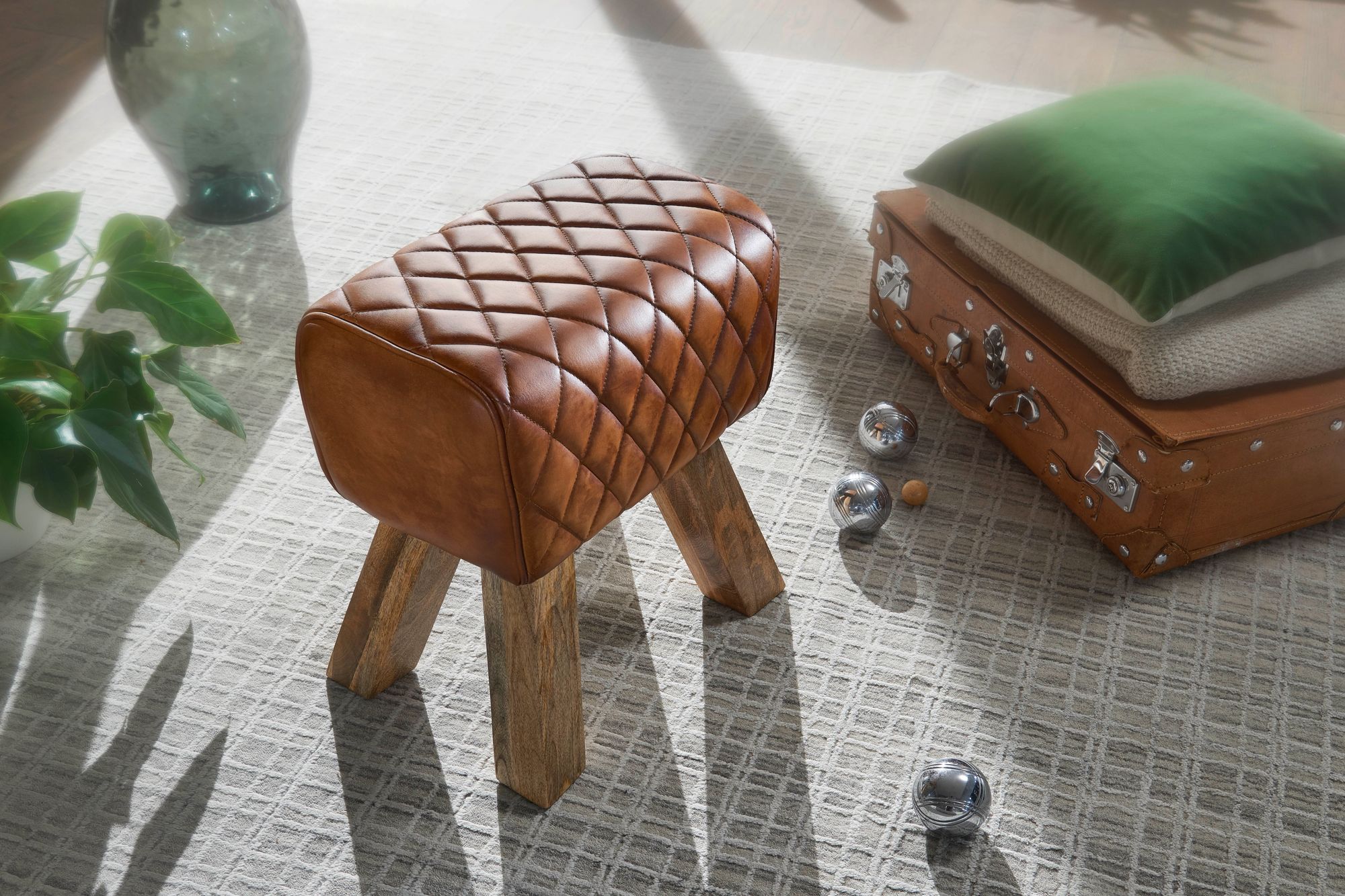 Sitzhocker Tureby Echtleder Braun 40 × 27 × 48 cm