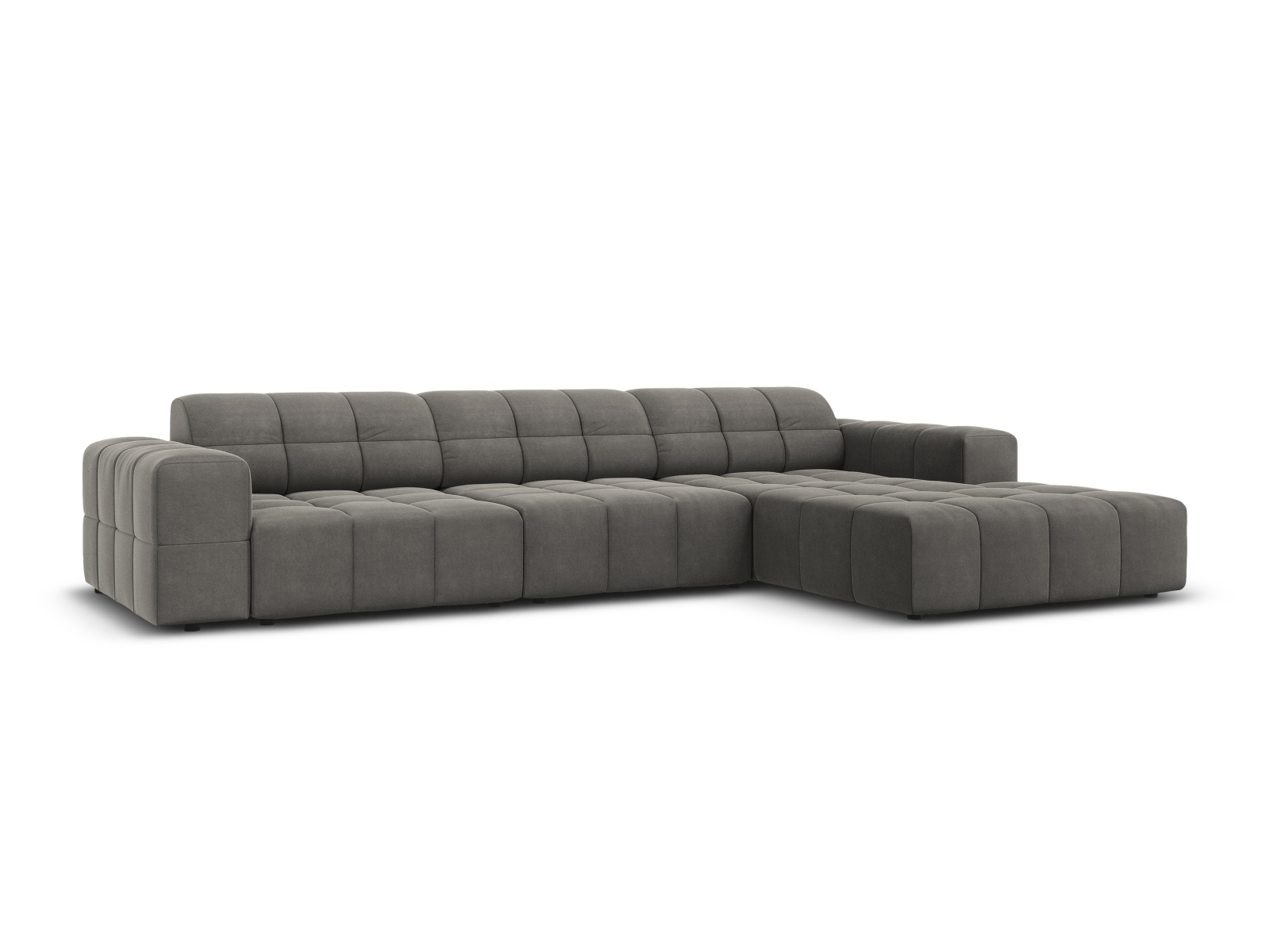 Cosmopolitan Design Ecksofa Chicago 4-Sitzer Samt Bluvel Hellgrau Rechts