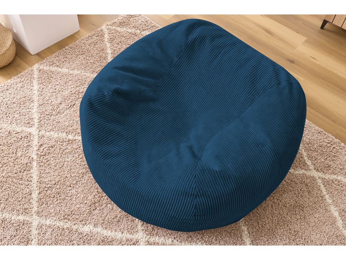 Bobochic Voltaire Pouf 120 × 70 cm Cordsamt Dunkelblau