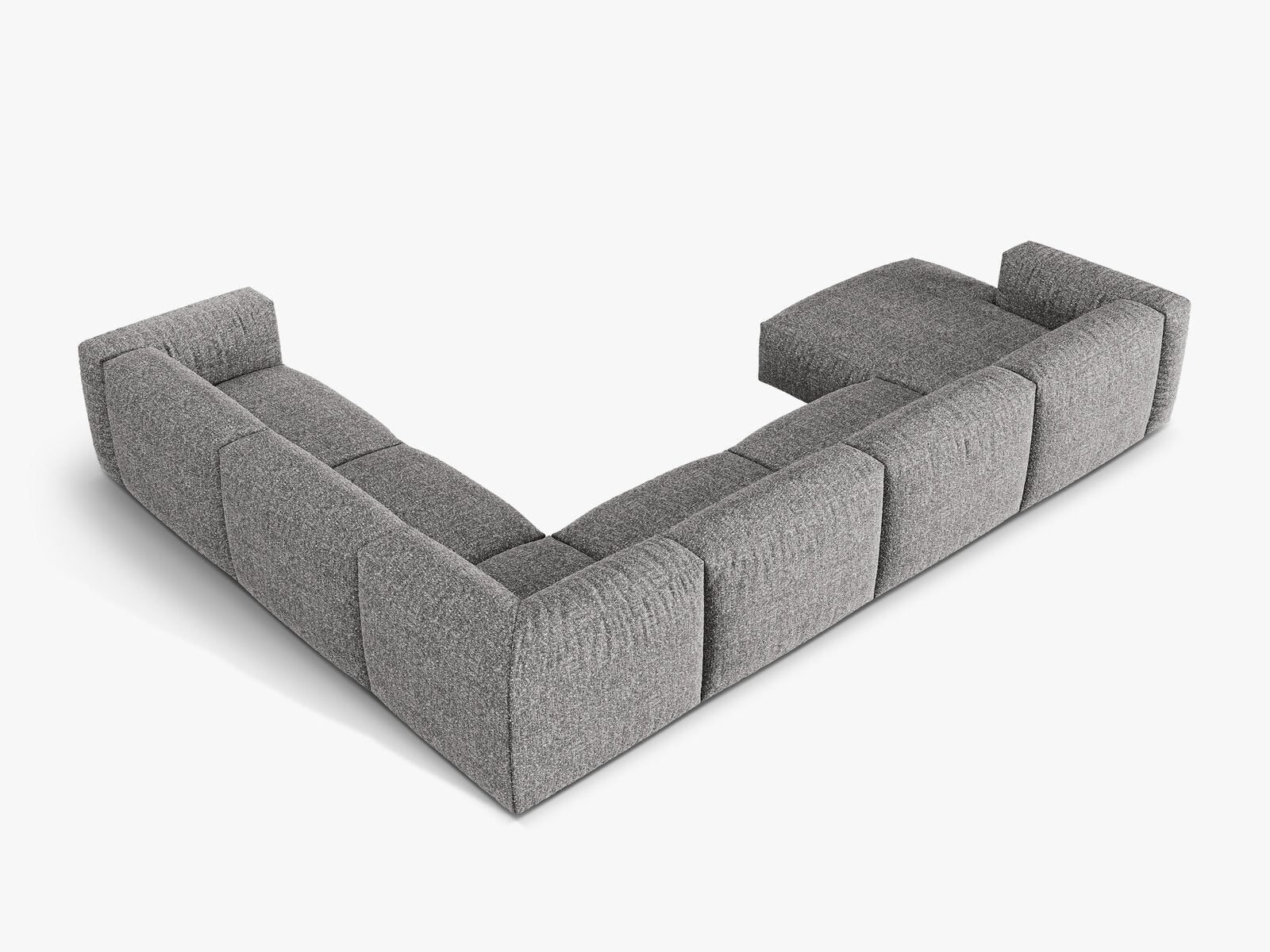 Micadoni modulares Ecksofa XL Martina 6-Sitzer Rechts Boucle Monet Graphit