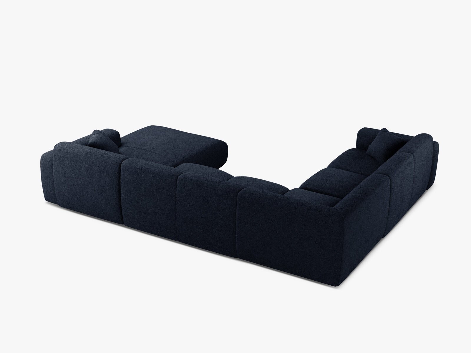 Micadoni Molino Panoramasofa 6-Sitzer Links Boucle Baloo Dunkelblau