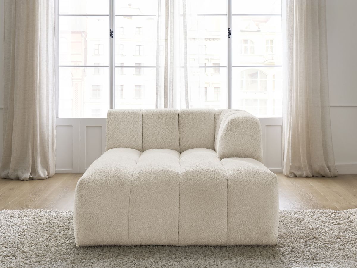 Bobochic Annecy Méridienne-Modul Bouclé-Stoff Beige Ecke rechts