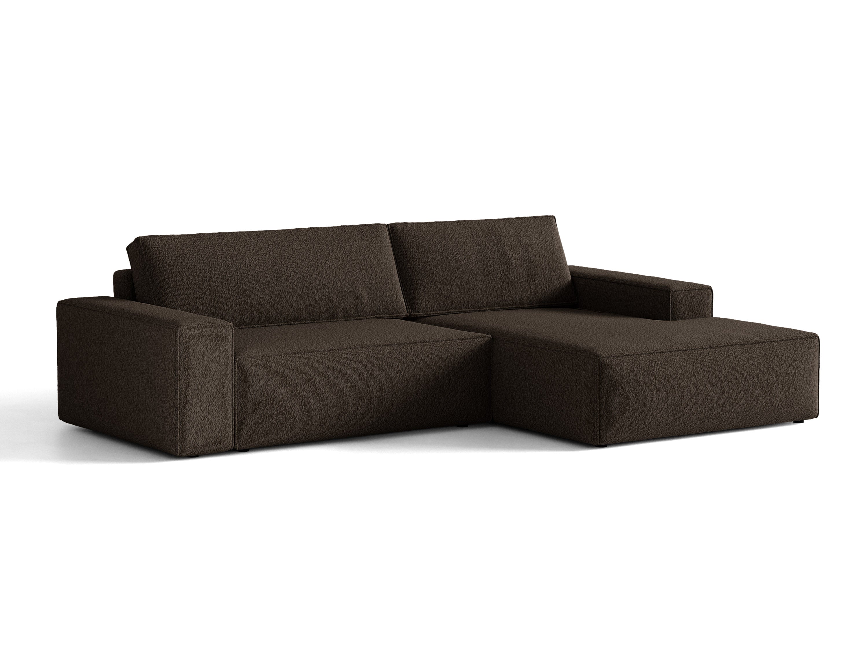 Micadoni Schlaf-Ecksofa Jodie 3-Sitzer Boucle Baloo Braun Rechts