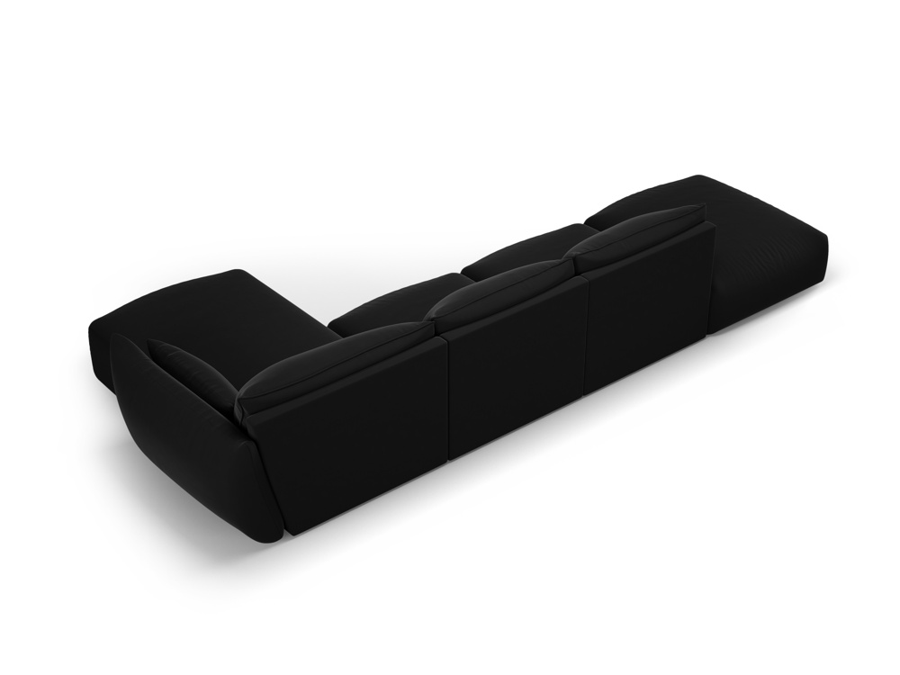 Cosmopolitan Design Ecksofa Matera 5-Sitzer offen Samt Salvador Schwarz Rechts