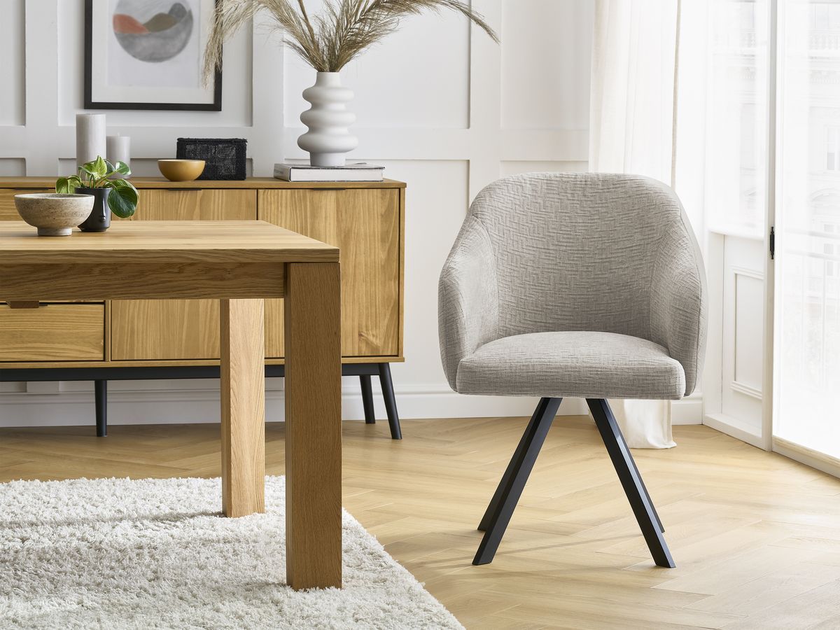 Bobochic Sophie Esszimmerstuhl mit Sternfuß Strukturstoff Beige