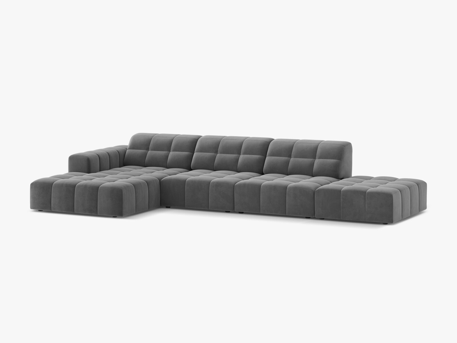Micadoni Ecksofa Jennifer 5-Sitzer Links Samt Venus Hellgrau