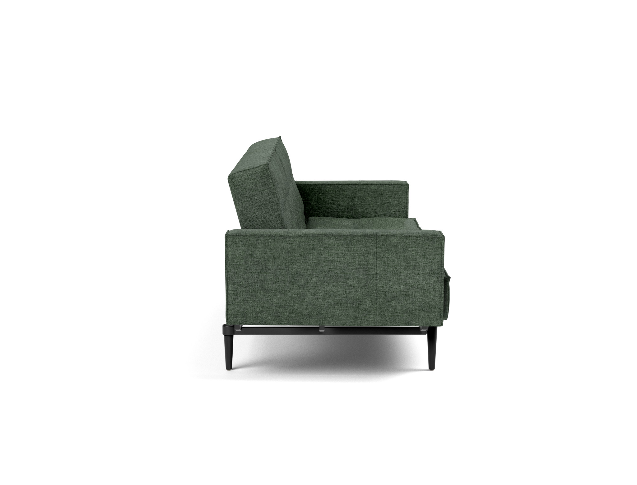 Schlafsofa Splitback mit Armlehnen Flachgewebe Avella 281-Pine-Green Beine Styletto Eiche schwarz
