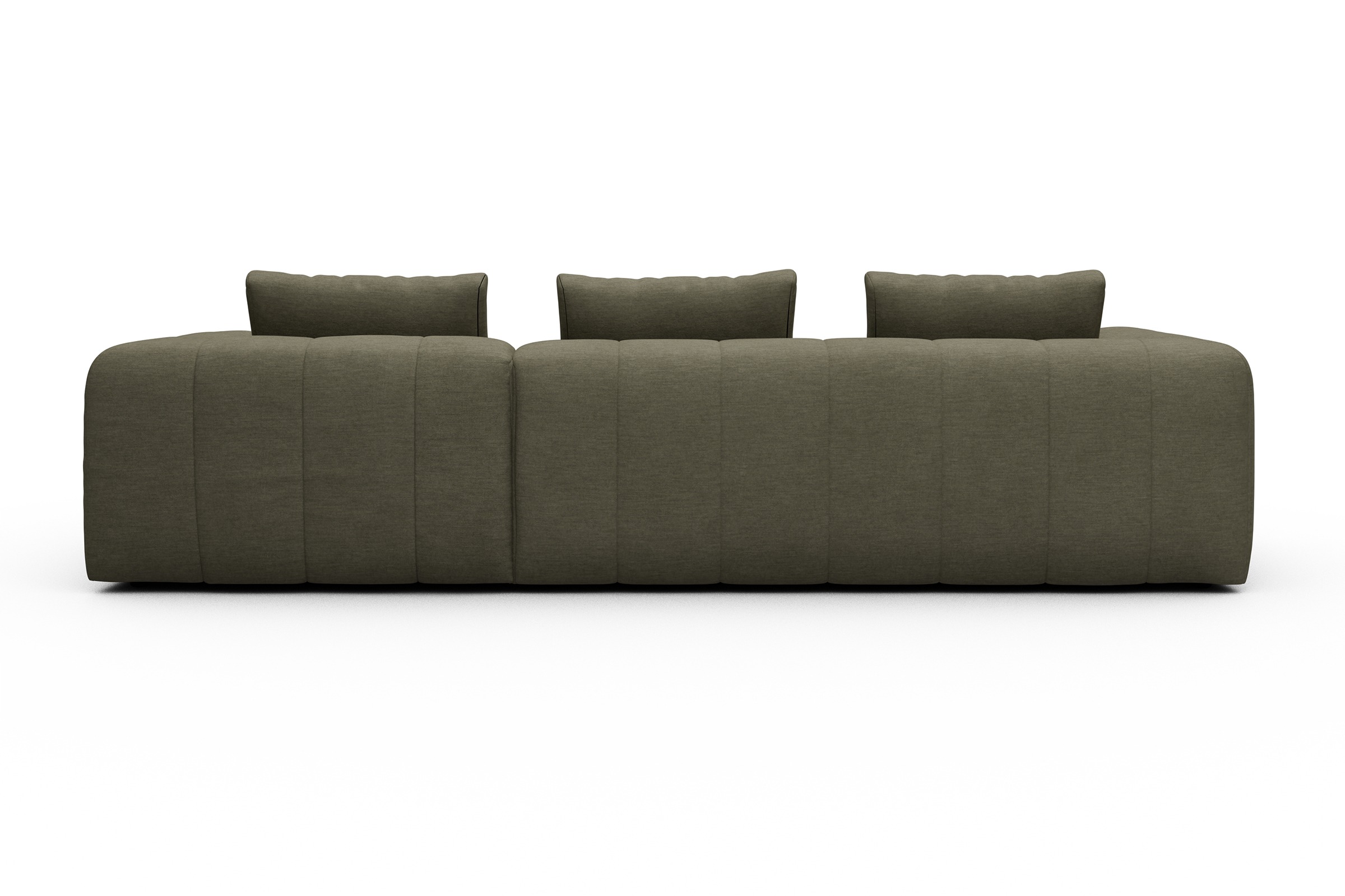 Ecksofa Hugo 2,5-Sitzer Armlehne links mit Chaiselongue Vivus-Dusty-Olive