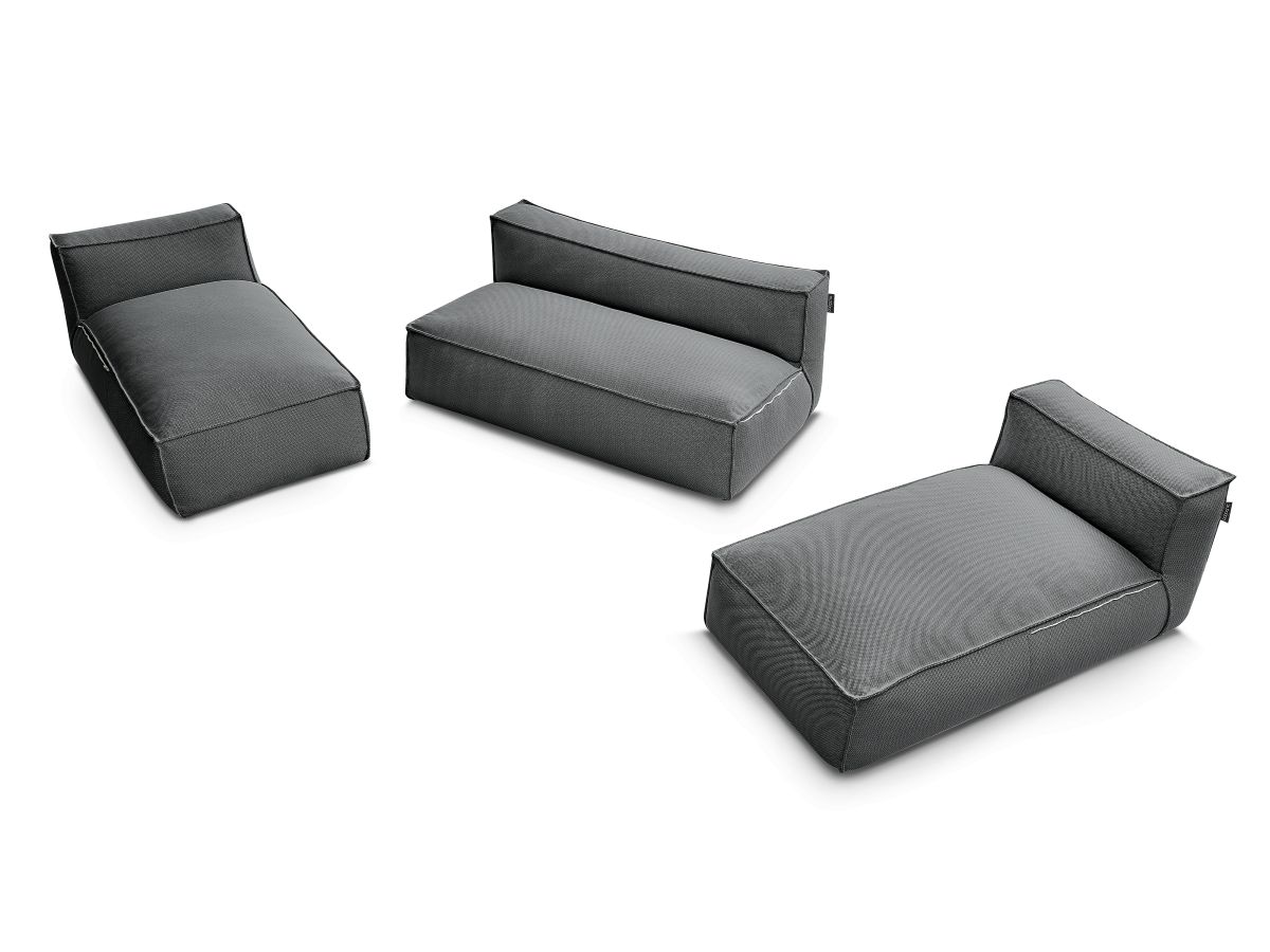 Bobochic Biarritz Gartensofa 4-Sitzer Melange-Stoff Schwarz