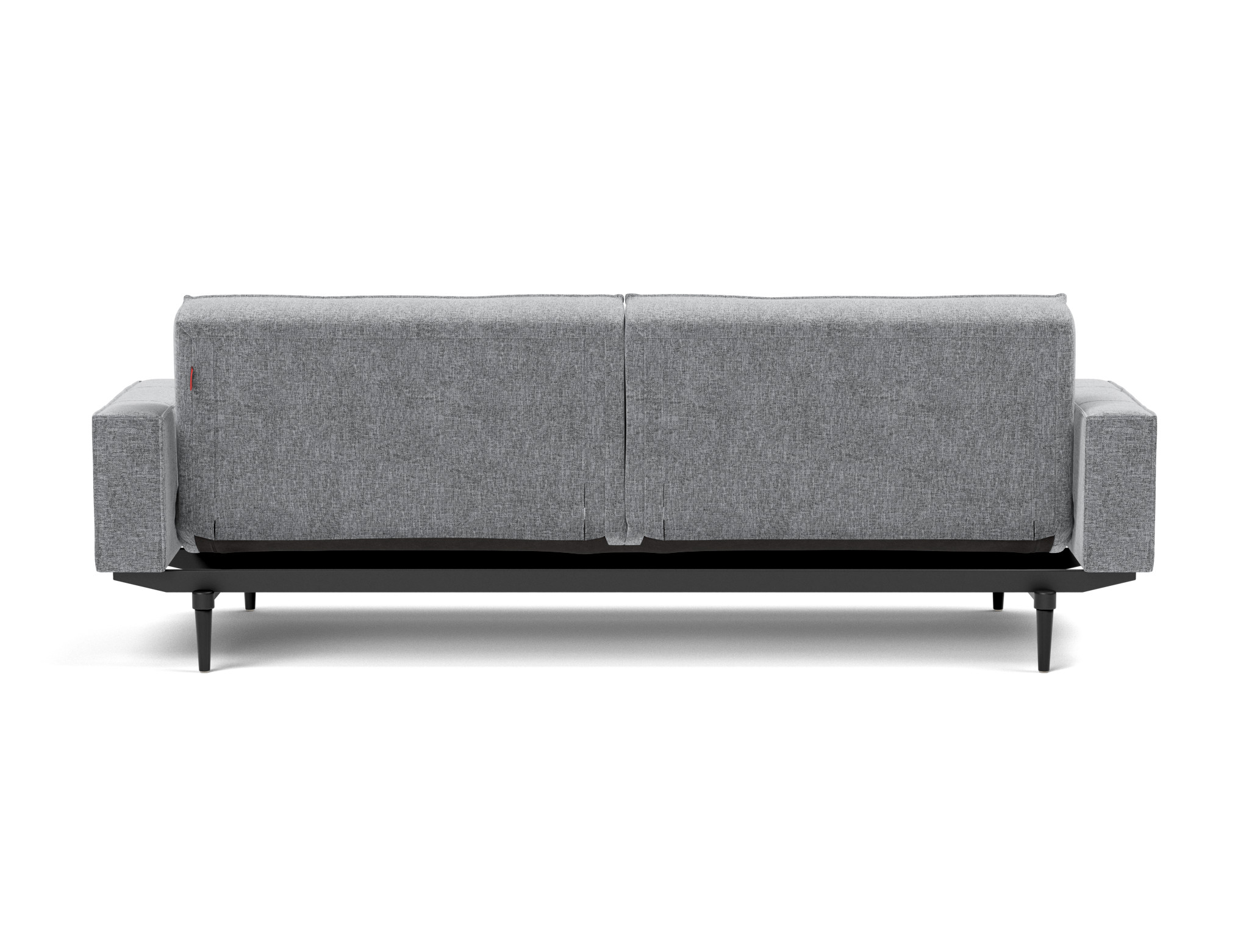 Schlafsofa Splitback mit Armlehnen Strukturierter Stoff Twist 565-Granite Beine Styletto Eiche schwarz
