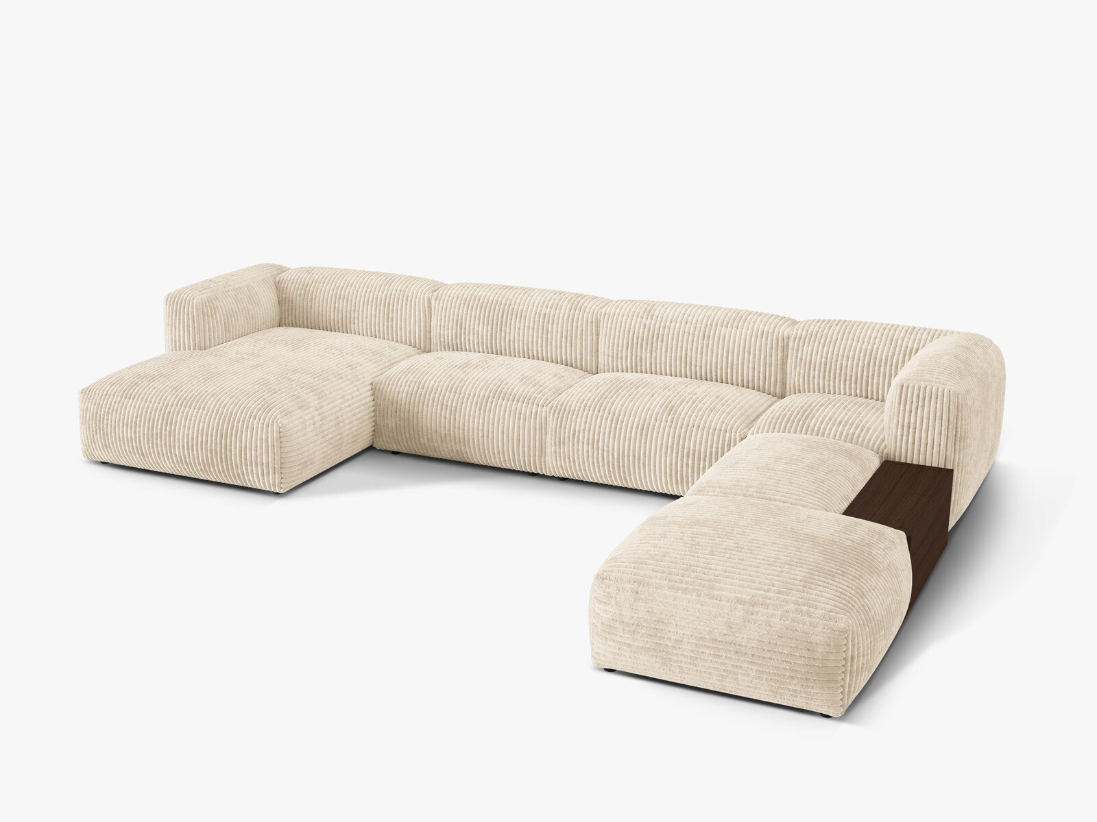 Micadoni Panorama-Ecksofa Martina 5-Sitzer Rechts Kord Helles Beige