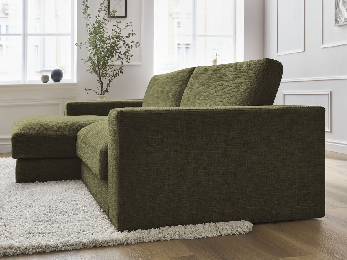 Bobochic Leonard Ecksofa 274 × 159 cm Strukturstoff Grün Ecke links