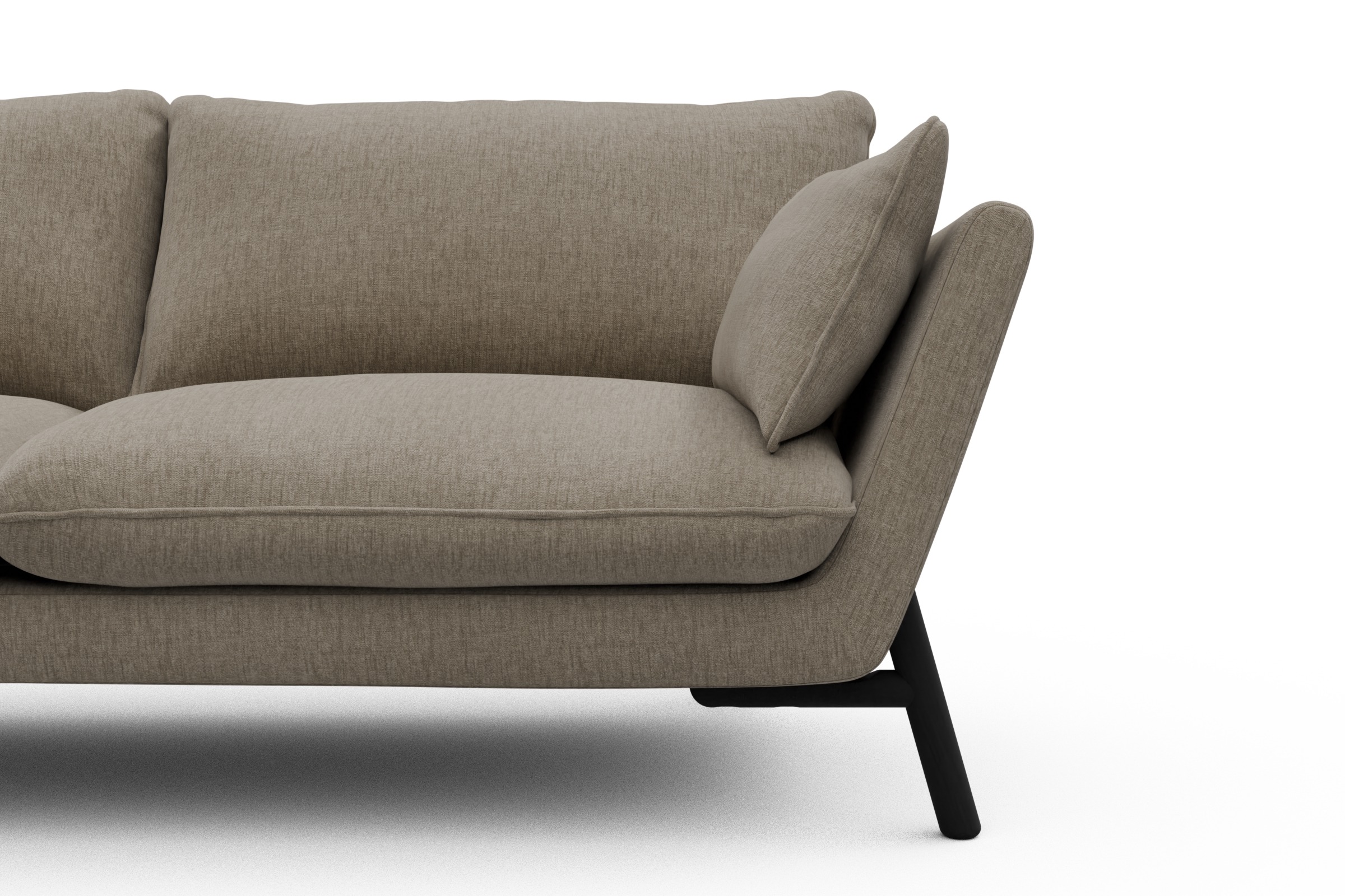 Sofa Emil 3-Sitzer Beinfarbe Eiche Schwarz Smooth-Beige