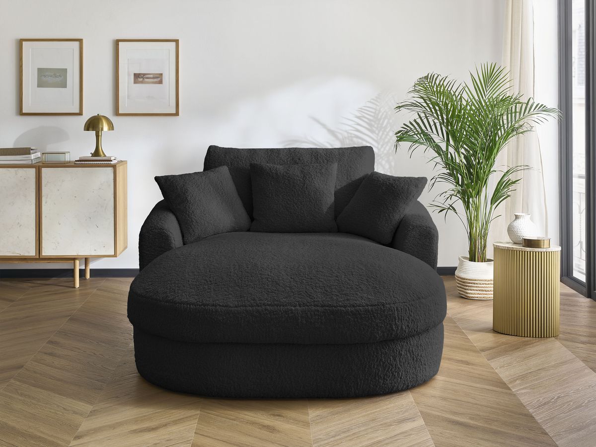 Bobochic Belem Méridienne-Modul Bouclé-Stoff Schwarz