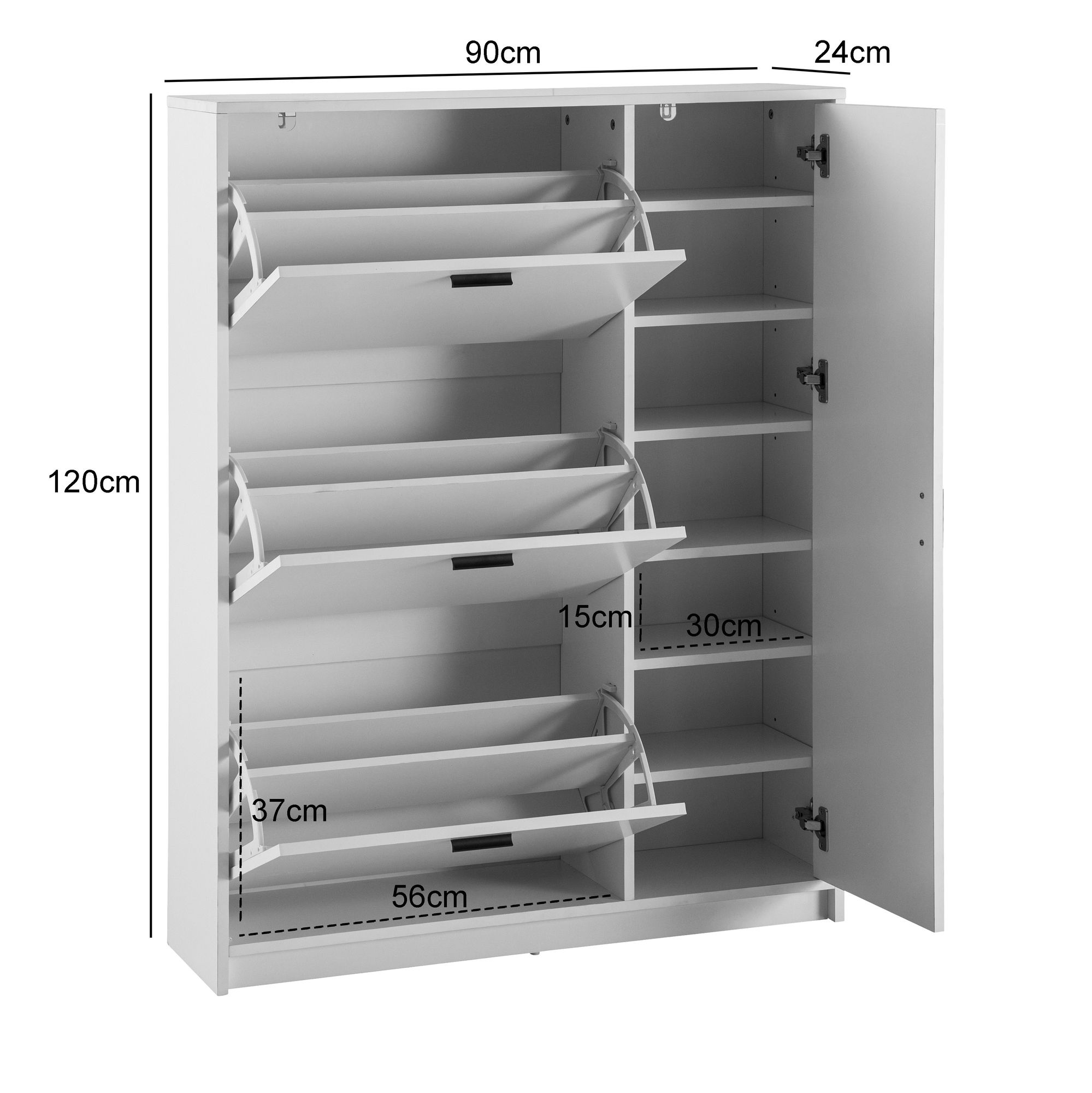 Schuhschrank Eidsfoss Weiß 90 × 24 × 120 cm