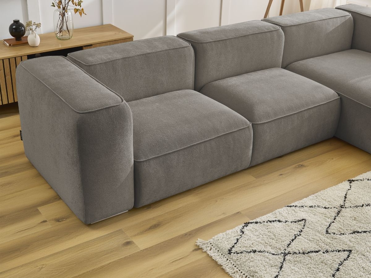 Bobochic Zephyr Ecksofa 349 × 165 cm Strukturstoff Taupe Ecke rechts