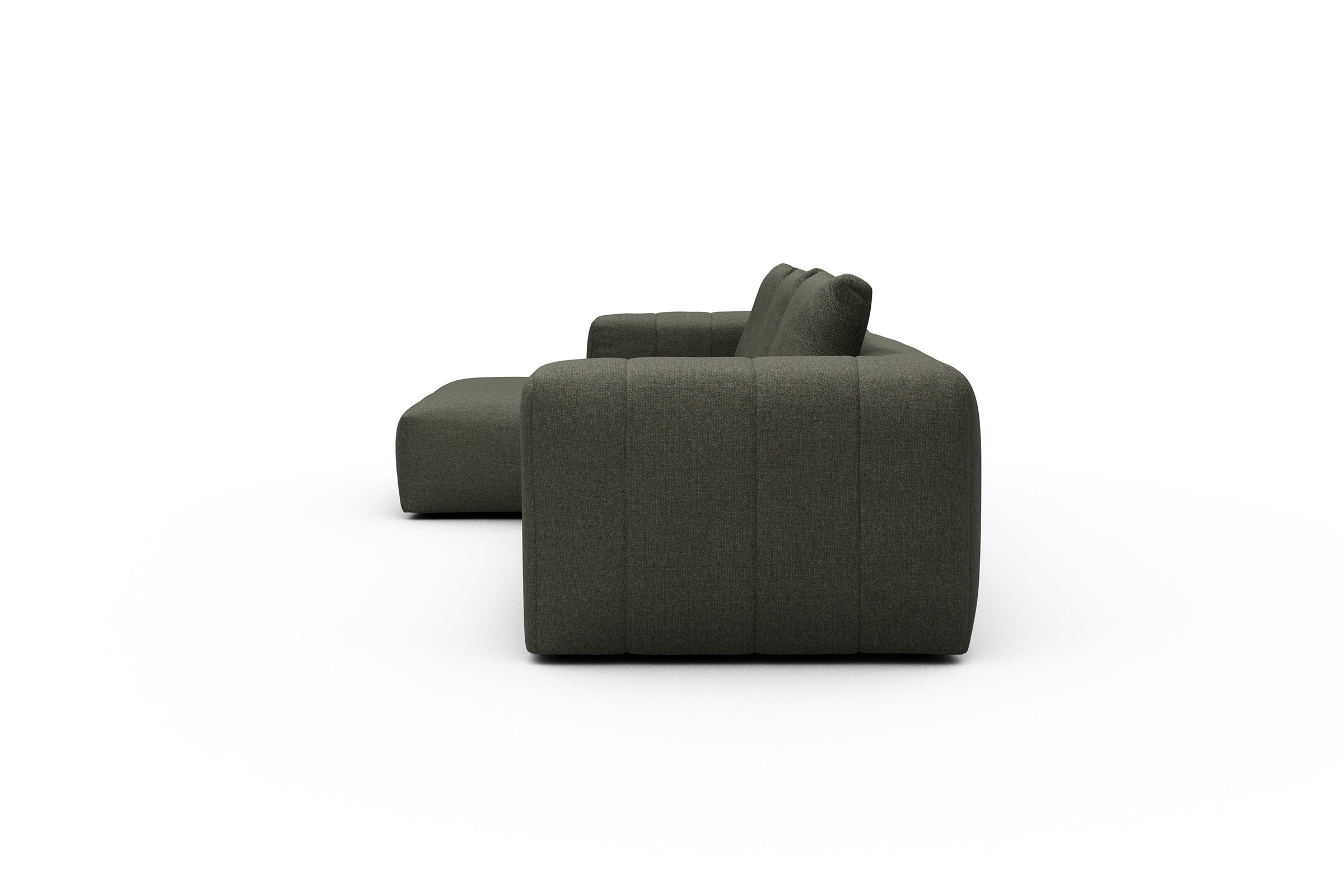 Ecksofa Hugo 2,5-Sitzer Armlehne rechts mit Chaiselongue Sama-Winter-Moss