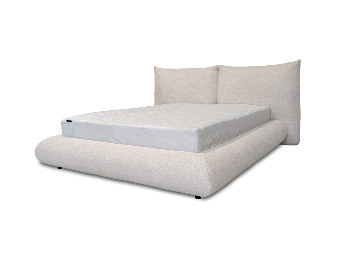 Bobochic Jaden Polsterbett Bouclé-Stoff Weiß, Liegefläche 140 × 190 cm