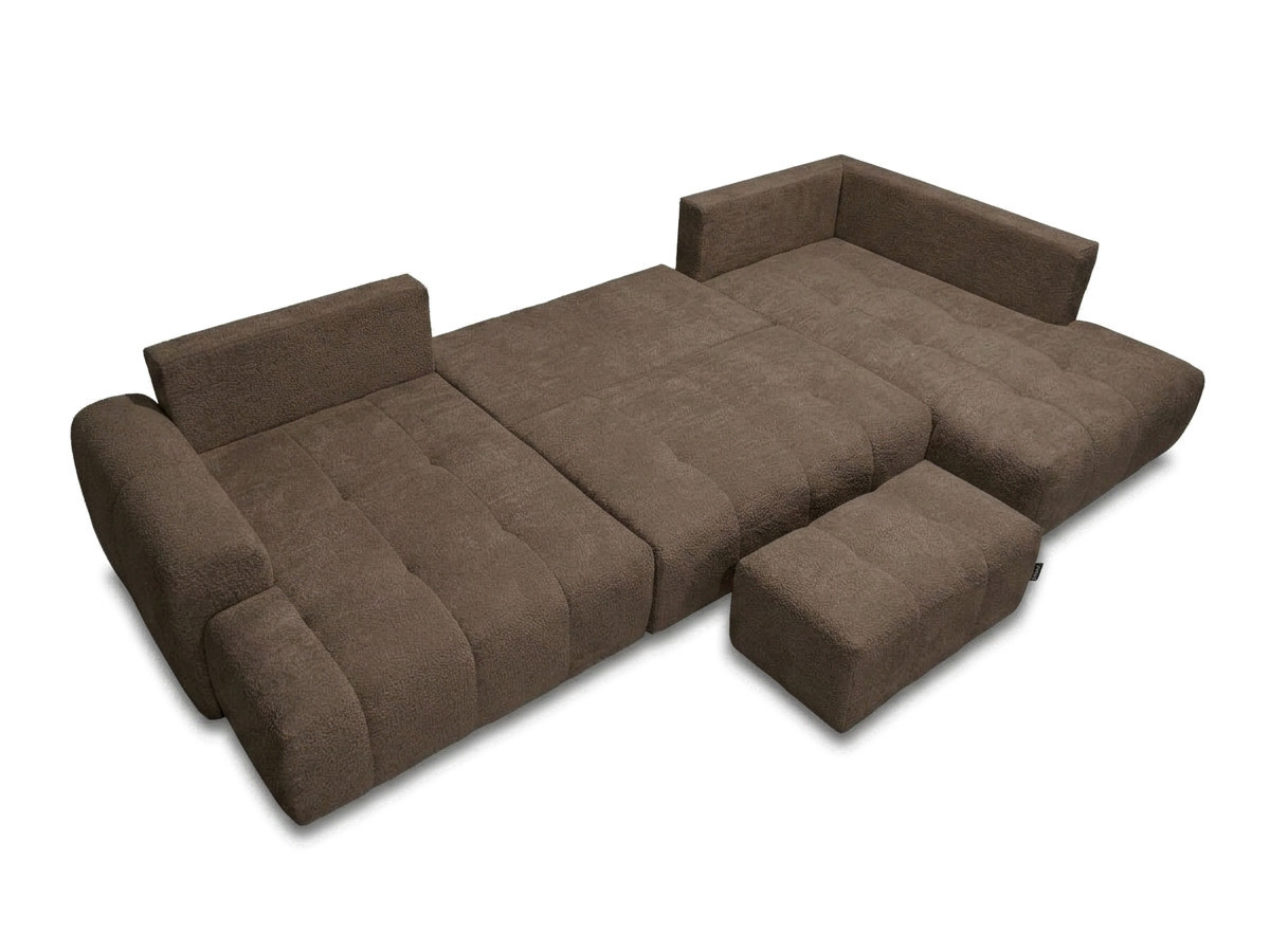 Bobochic Roxelane Wohnlandschaft mit Pouf Bouclé-Stoff Braun Ecke links
