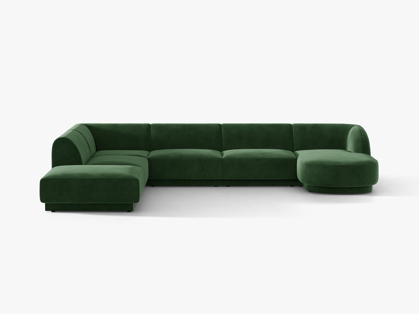Micadoni Panorama-Ecksofa Miley 6-Sitzer Samt Venus Flaschengrün Links