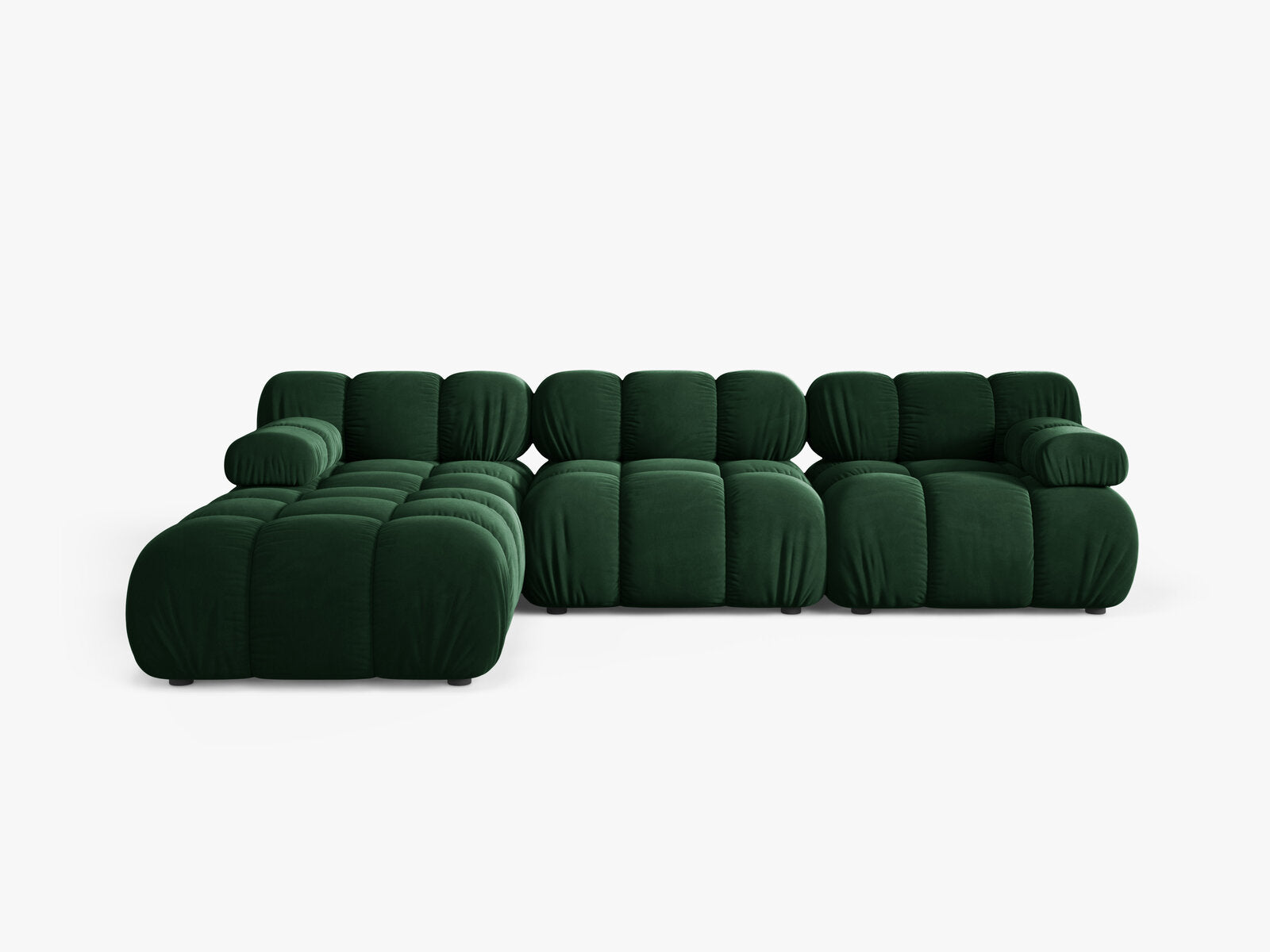 Micadoni Modulares Sofa Bellis 4-Sitzer mit flachem Modul Samt Bluvel Flaschengrün