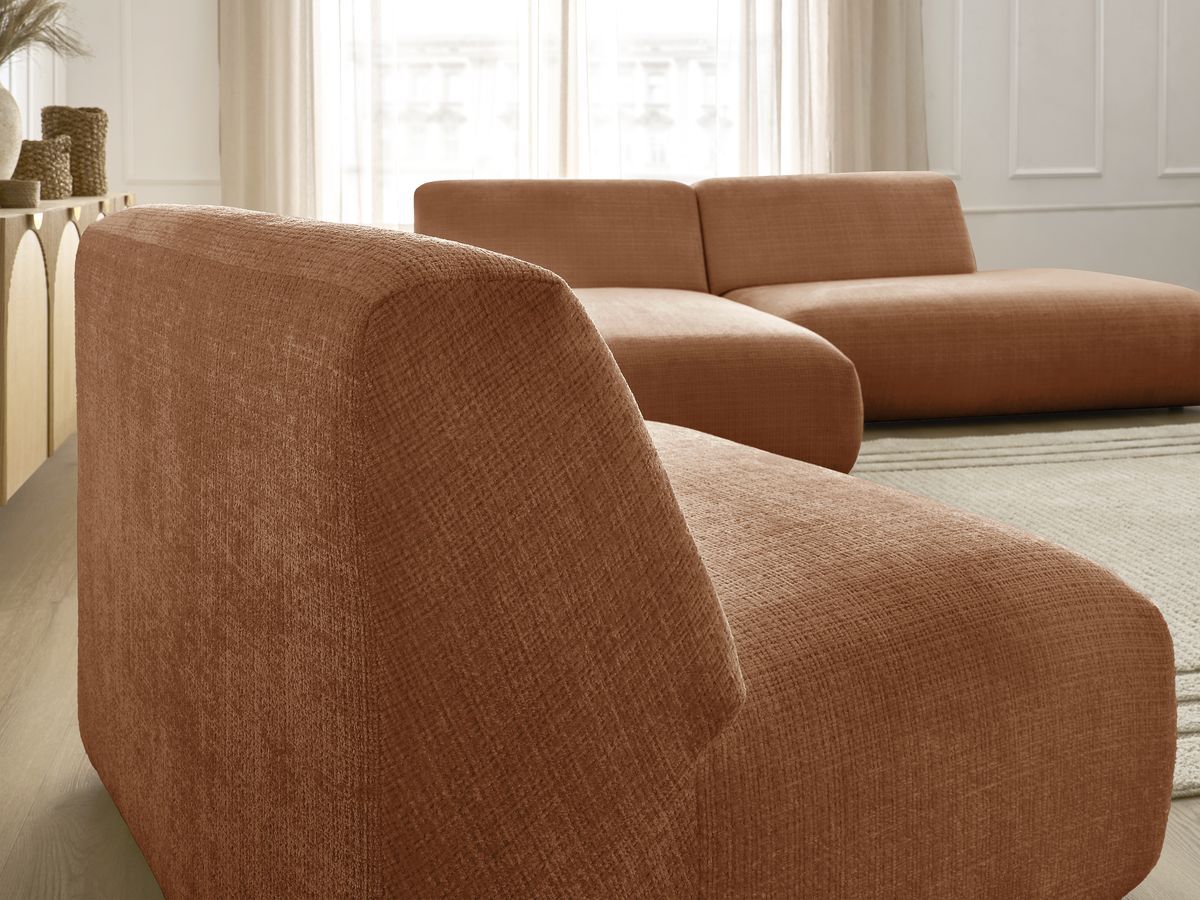 Bobochic Sirius Ecksofa 405 × 170 cm Strukturstoff Orange Ecke links