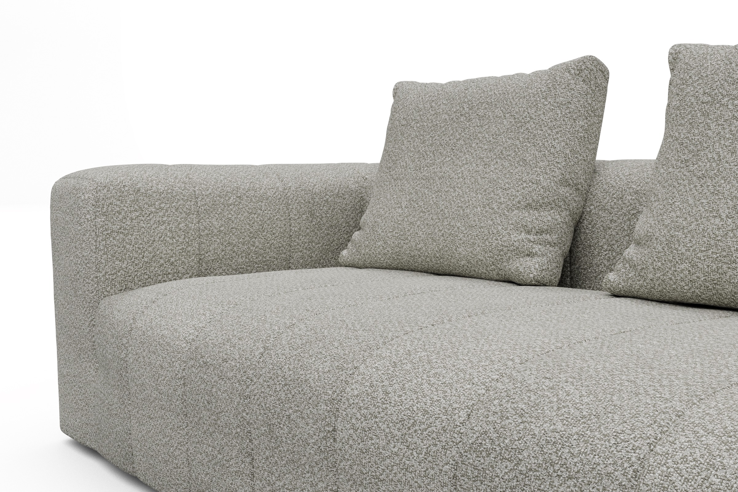 Ecksofa Hugo 2,5-Sitzer Armlehne links mit Chaiselongue Vanora-Warm-Sand