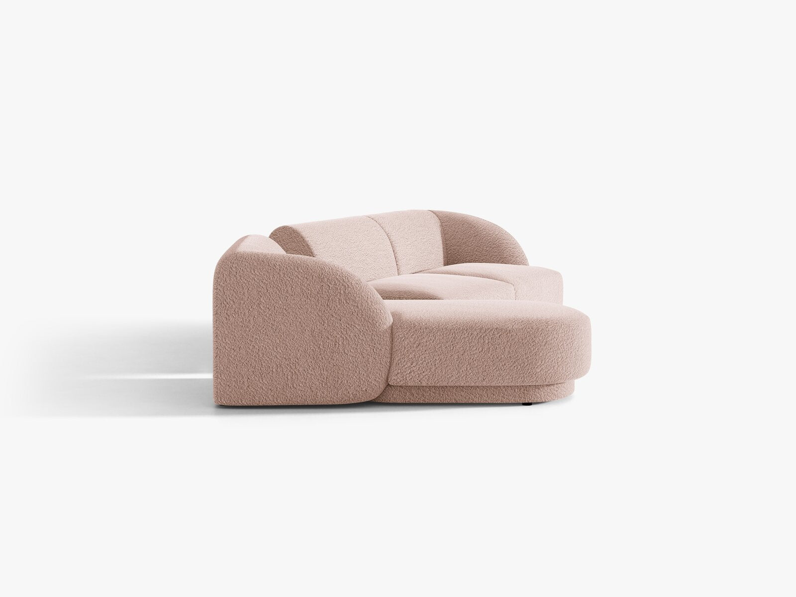 Micadoni Modulares Sofa Miley mit Recamiere 3-Sitzer Links Boucle Baloo Puderrosa