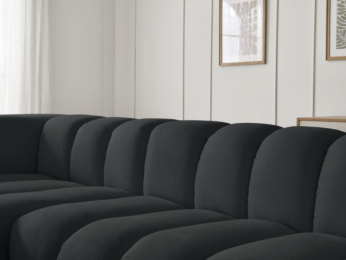 Bobochic Talia Ecksofa Melange-Stoff Schwarz Ecke links