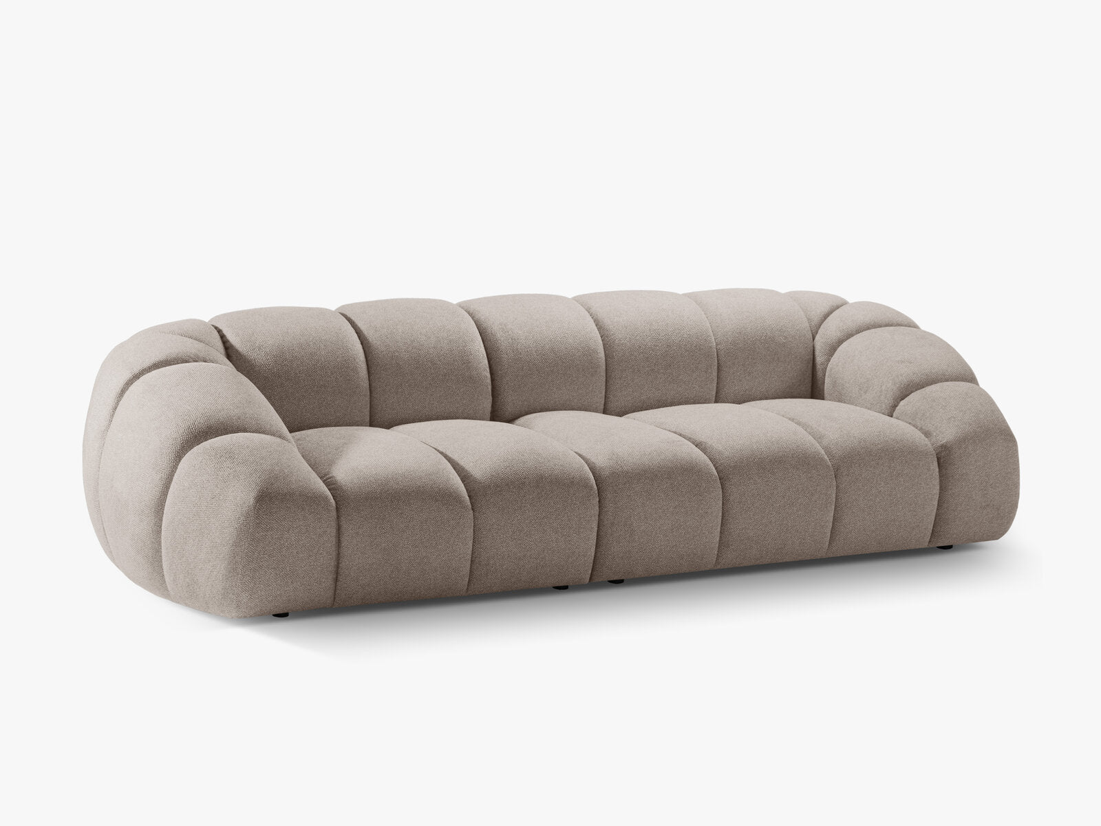 Micadoni Sofa Diana 4-Sitzer Strukturierter Samtstoff Dunkelbeige