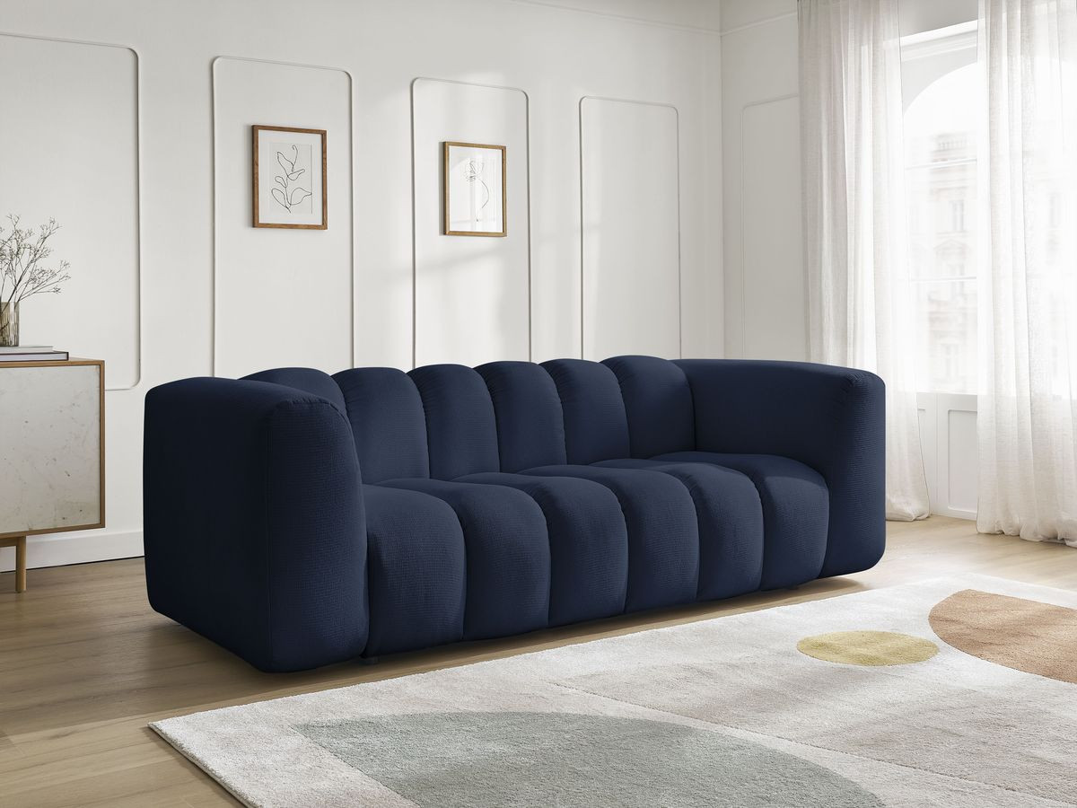 Bobochic Talia Sofa 3-Sitzer Melange-Stoff Dunkelblau
