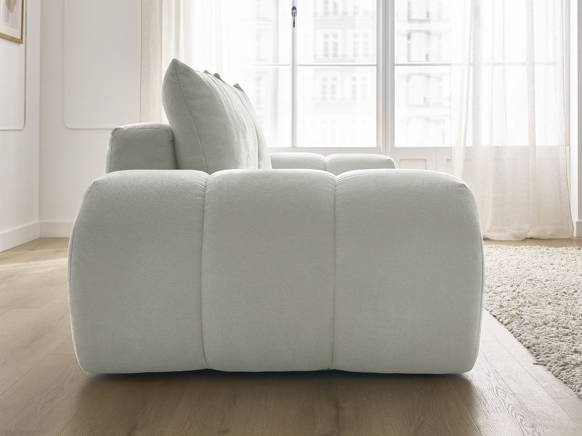 Bobochic Everest Sofa 3-Sitzer, 2 Kissen Strukturstoff Hellgrau