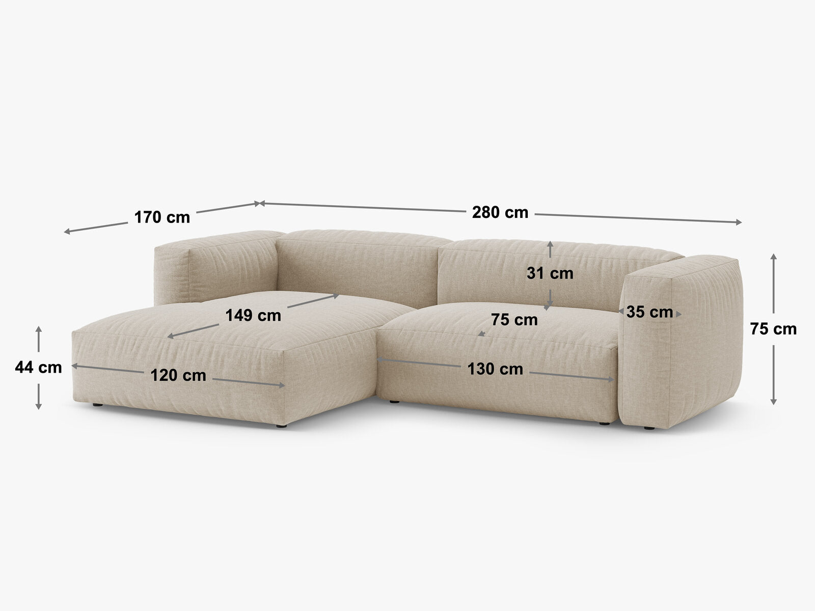 Micadoni Martina Ecksofa 4-Sitzer mit Schlaffunktion Rechts Strukturierter Stoff Boston Jeansblau